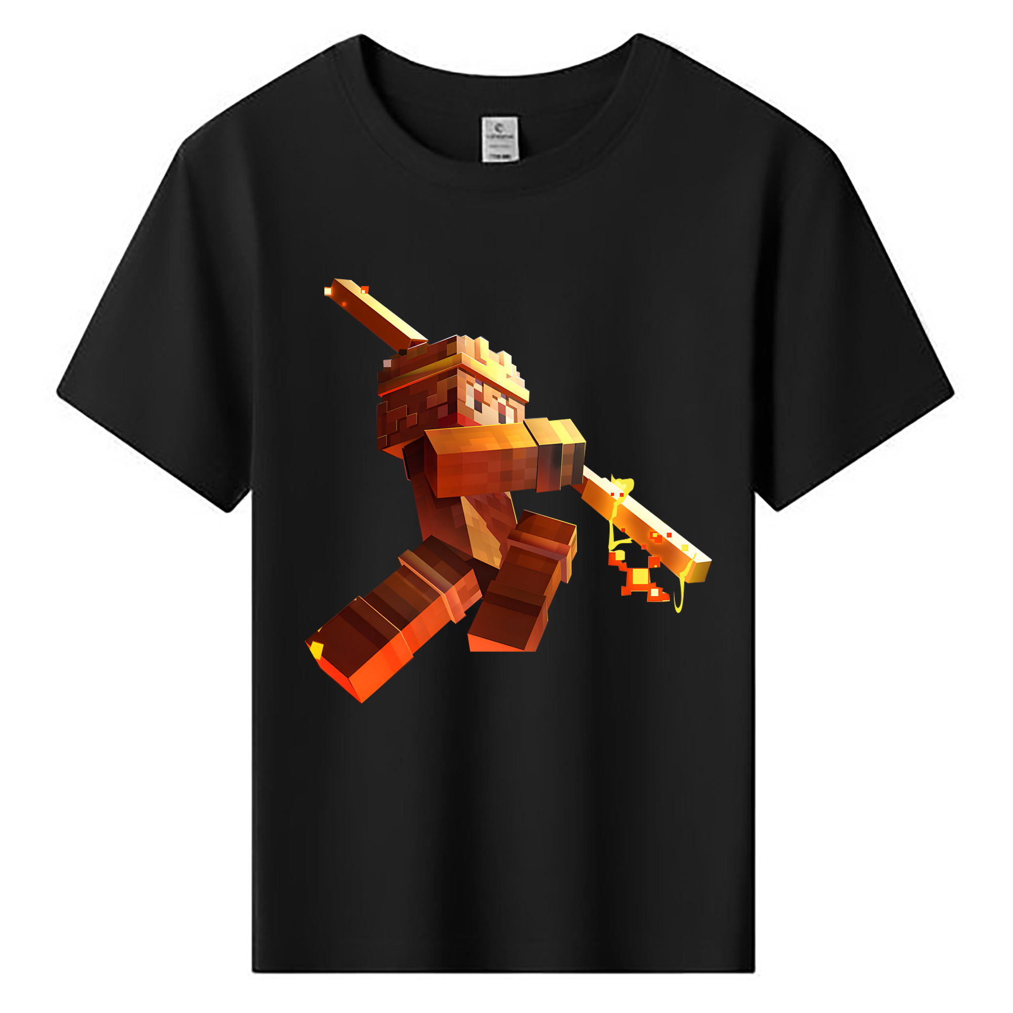 （画像用） マインクラフト ブロックの世界 Minecraft MC Block world 綿100％キッズTシャツ（フロントプリント）