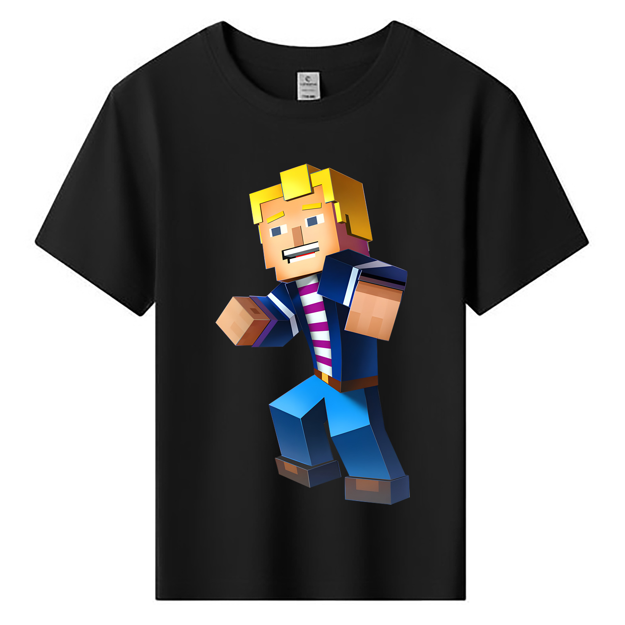 （画像用） マインクラフト ブロックの世界 Minecraft MC Block world 綿100％キッズTシャツ（フロントプリント）