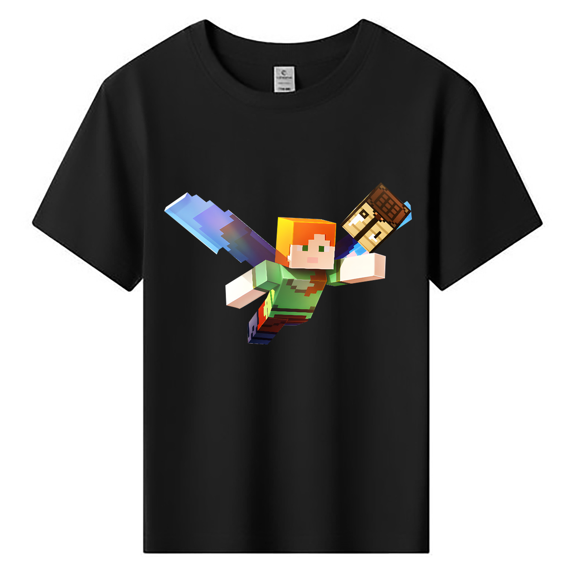 （画像用） マインクラフト ブロックの世界 Minecraft MC Block world 綿100％キッズTシャツ（フロントプリント）