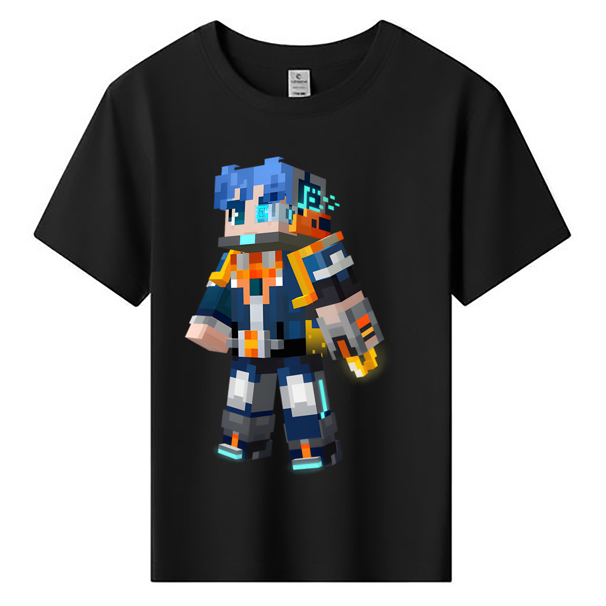 （画像用） マインクラフト ブロックの世界 Minecraft MC Block world 綿100％キッズTシャツ（フロントプリント）