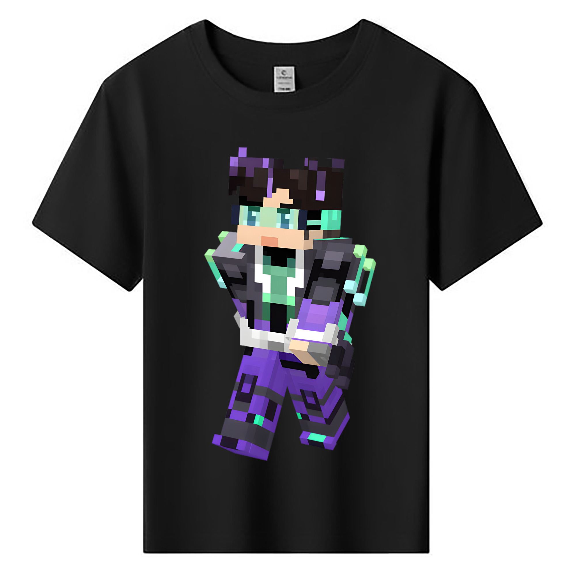 （画像用） マインクラフト ブロックの世界 Minecraft MC Block world 綿100％キッズTシャツ（フロントプリント）