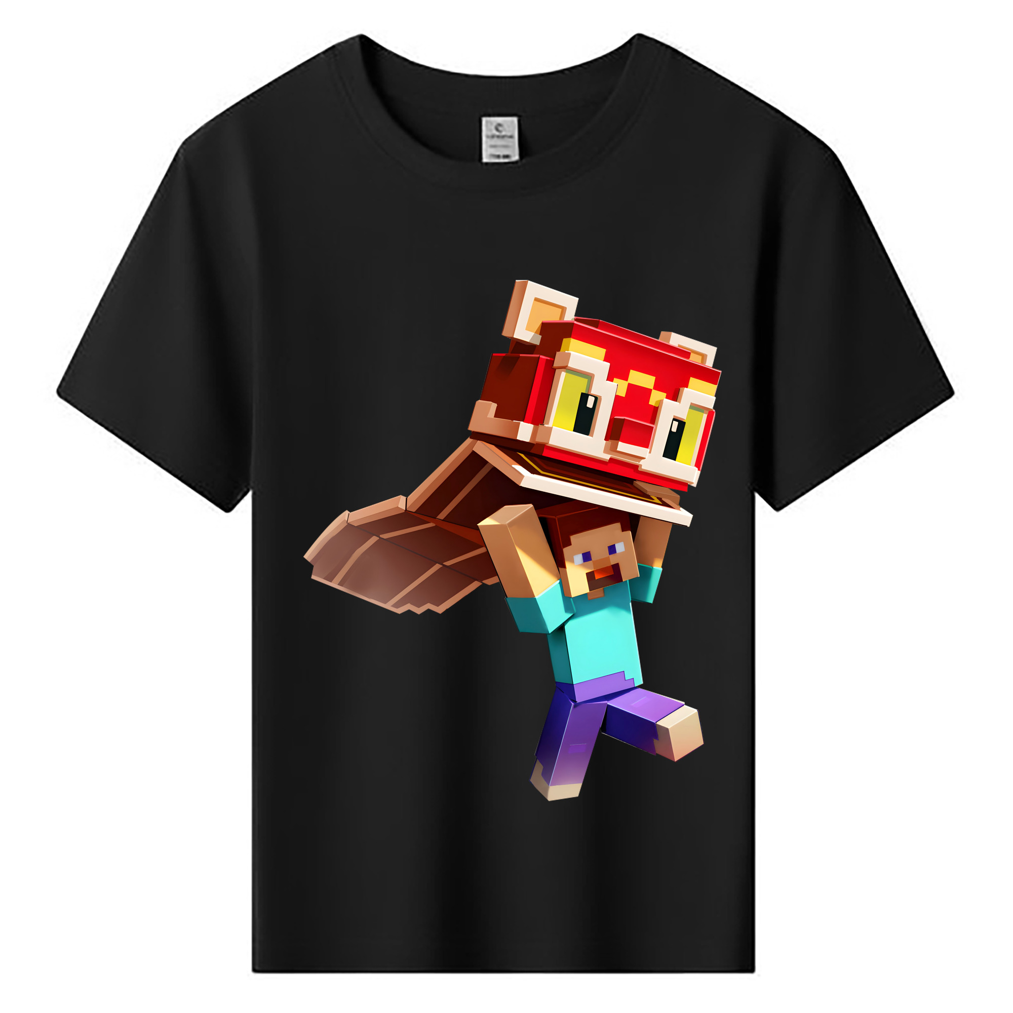 （画像用） マインクラフト ブロックの世界 Minecraft MC Block world 綿100％キッズTシャツ（フロントプリント）