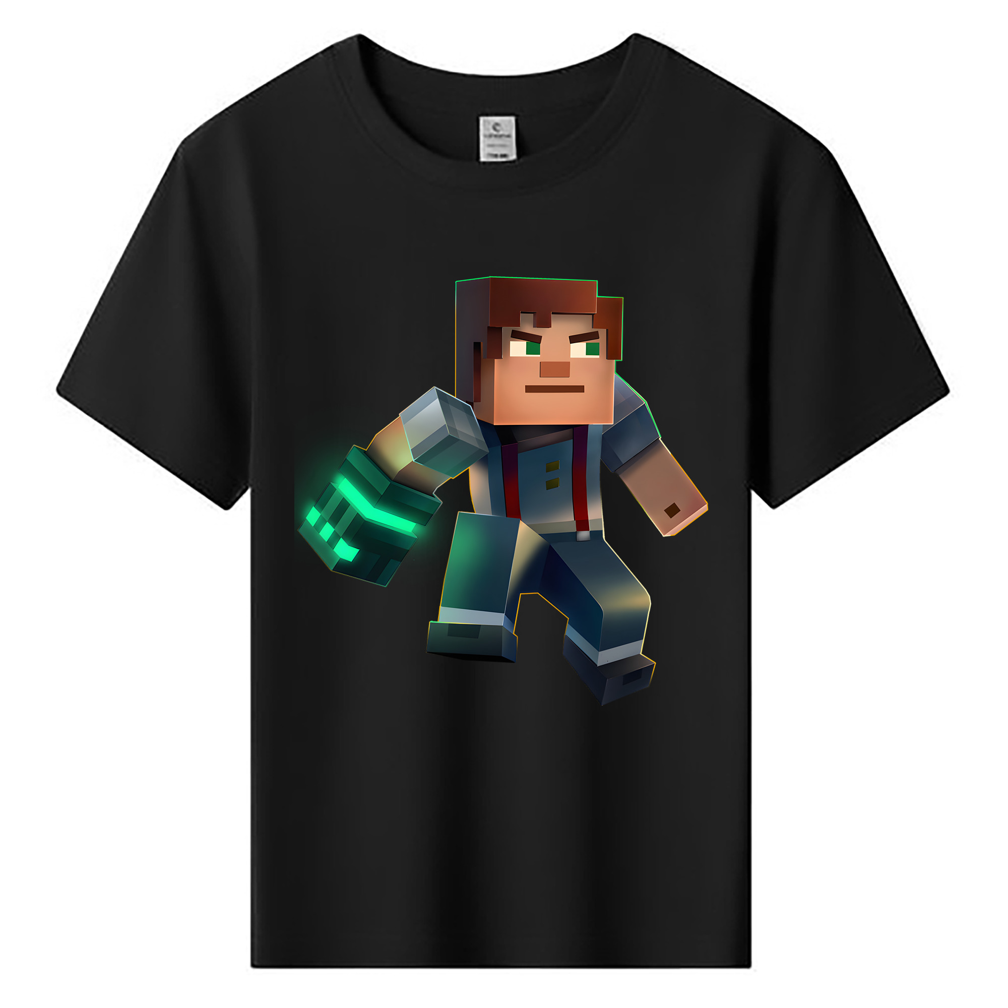 （画像用） マインクラフト ブロックの世界 Minecraft MC Block world 綿100％キッズTシャツ（フロントプリント）