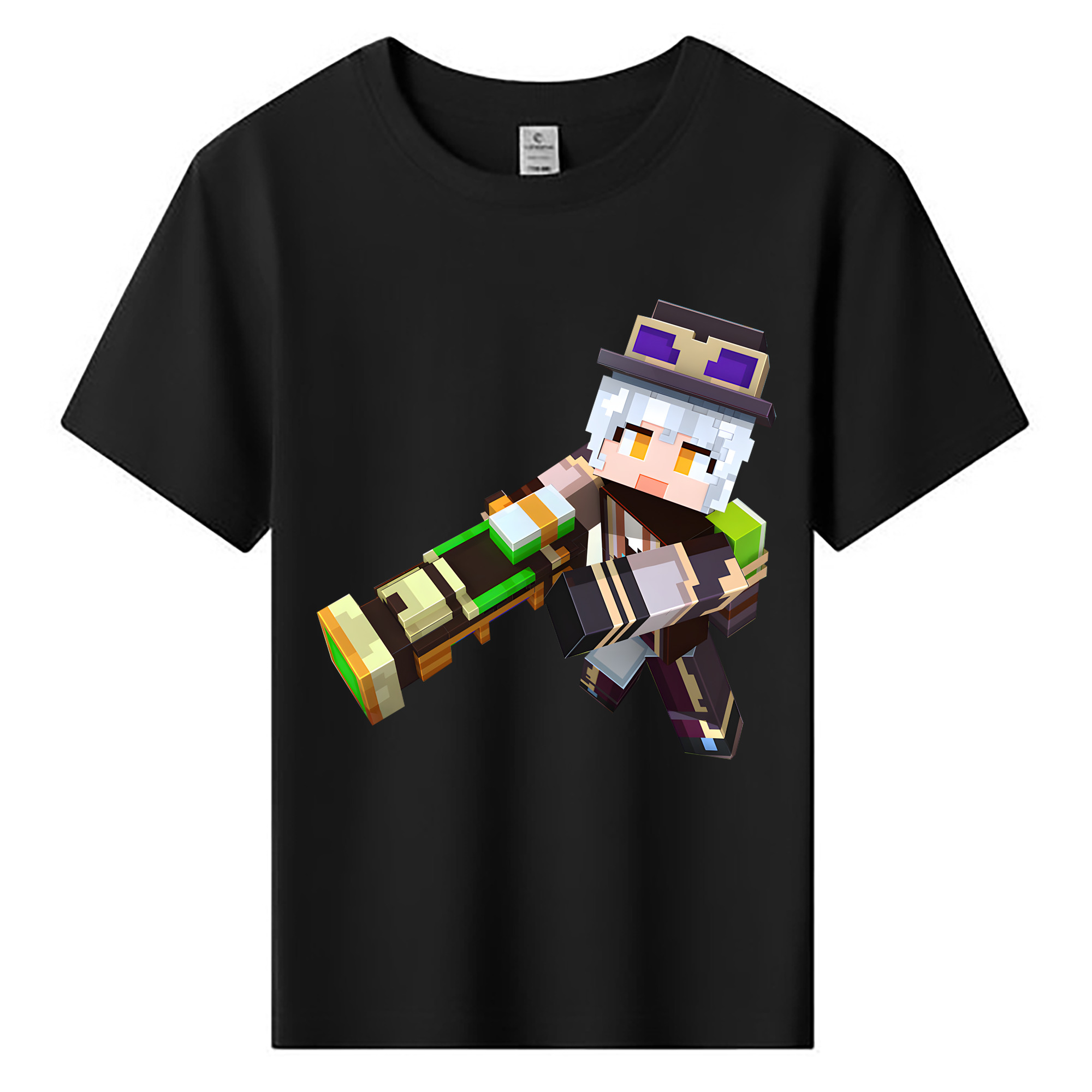 （画像用） マインクラフト ブロックの世界 Minecraft MC Block world 綿100％キッズTシャツ（フロントプリント）
