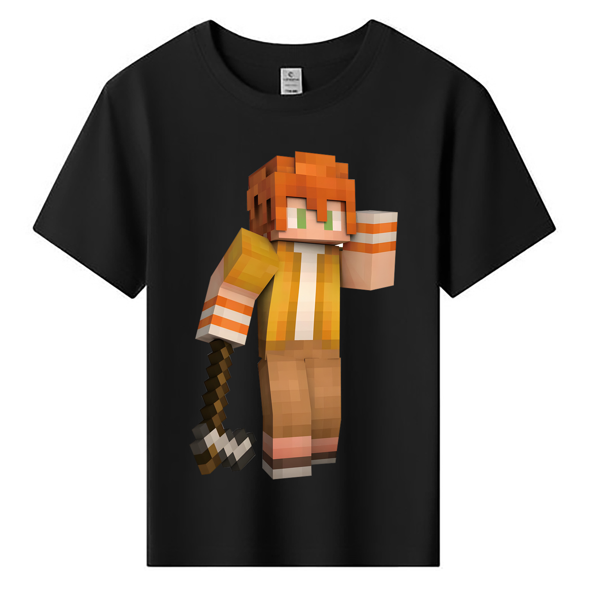 （画像用） マインクラフト ブロックの世界 Minecraft MC Block world 綿100％キッズTシャツ（フロントプリント）