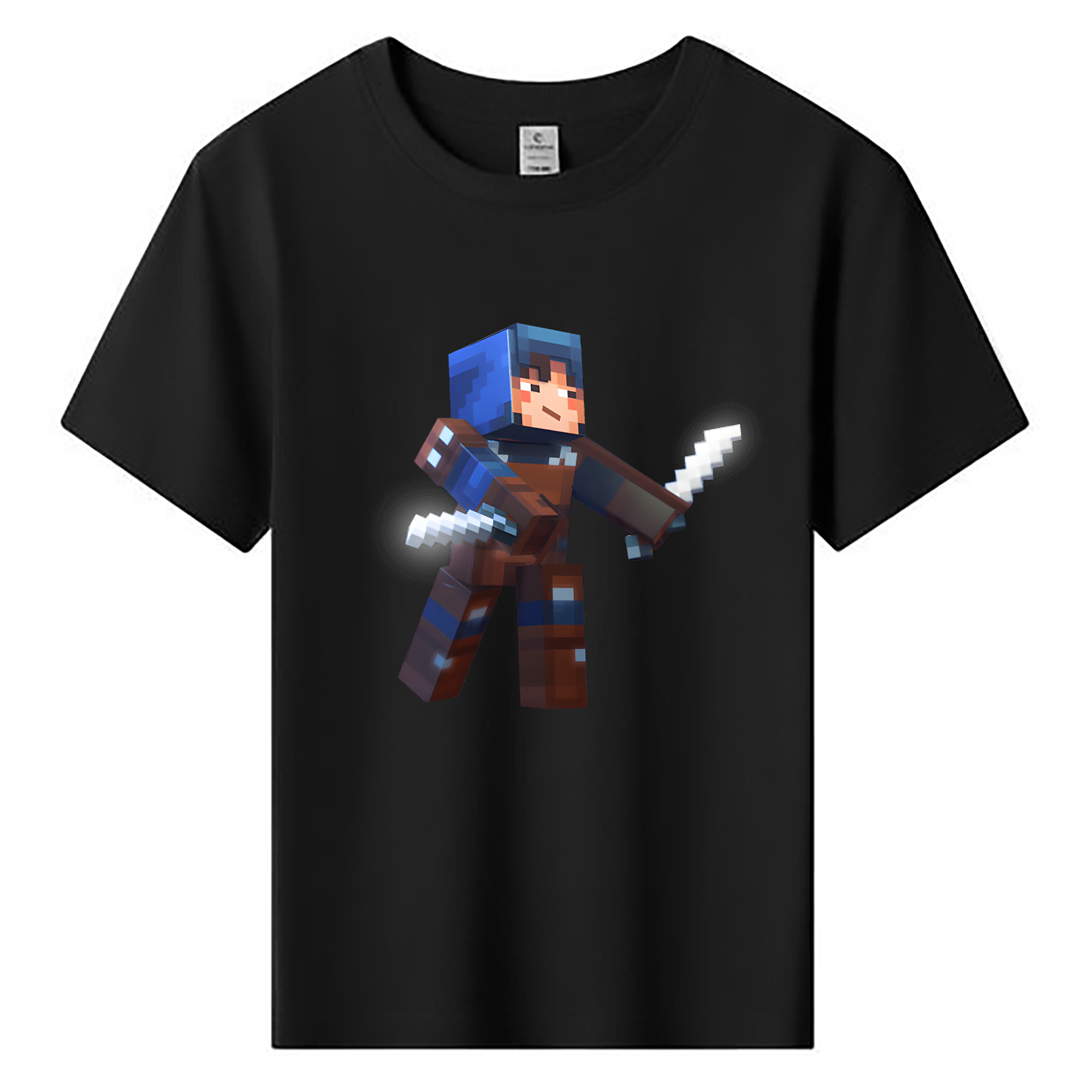 （画像用） マインクラフト ブロックの世界 Minecraft MC Block world 綿100％キッズTシャツ（フロントプリント）