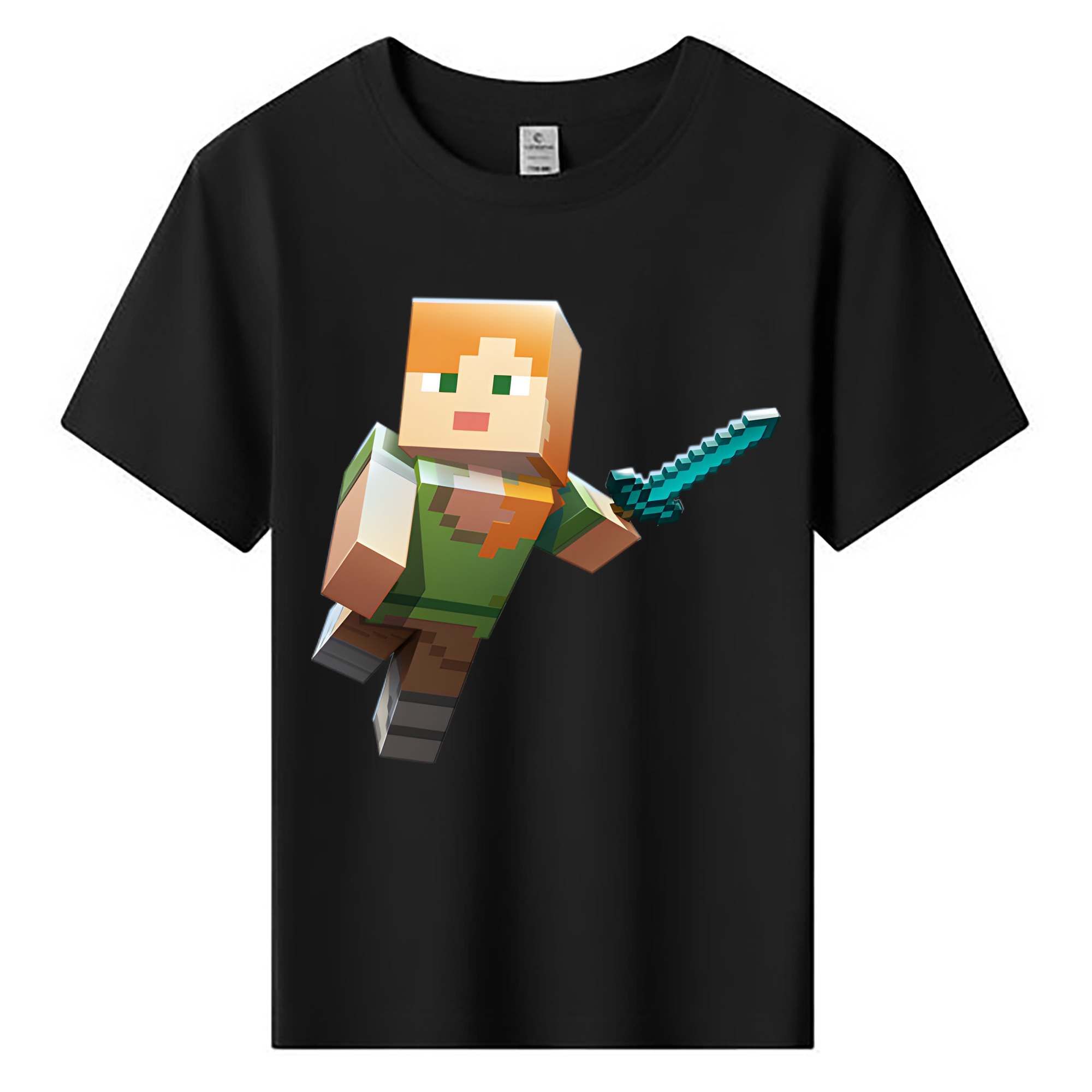 （画像用） マインクラフト ブロックの世界 Minecraft MC Block world 綿100％キッズTシャツ（フロントプリント）
