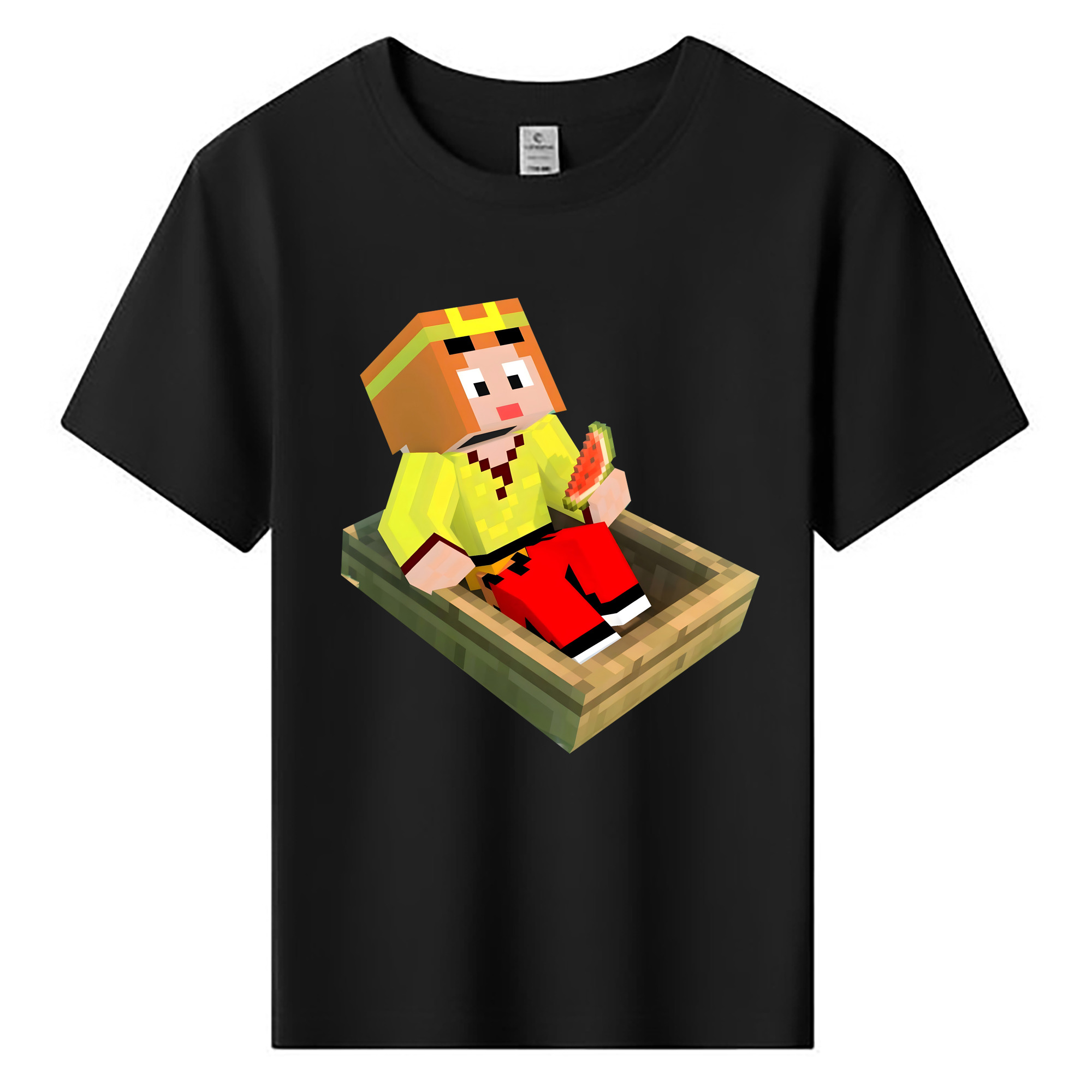 （画像用） マインクラフト ブロックの世界 Minecraft MC Block world 綿100％キッズTシャツ（フロントプリント）