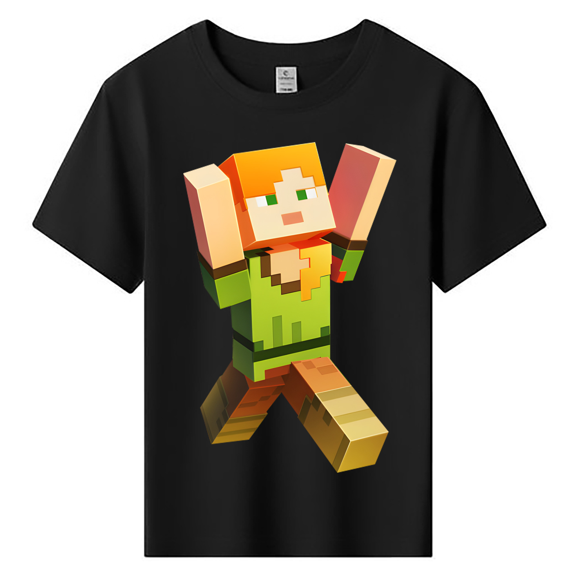（画像用） マインクラフト ブロックの世界 Minecraft MC Block world 綿100％キッズTシャツ（フロントプリント）