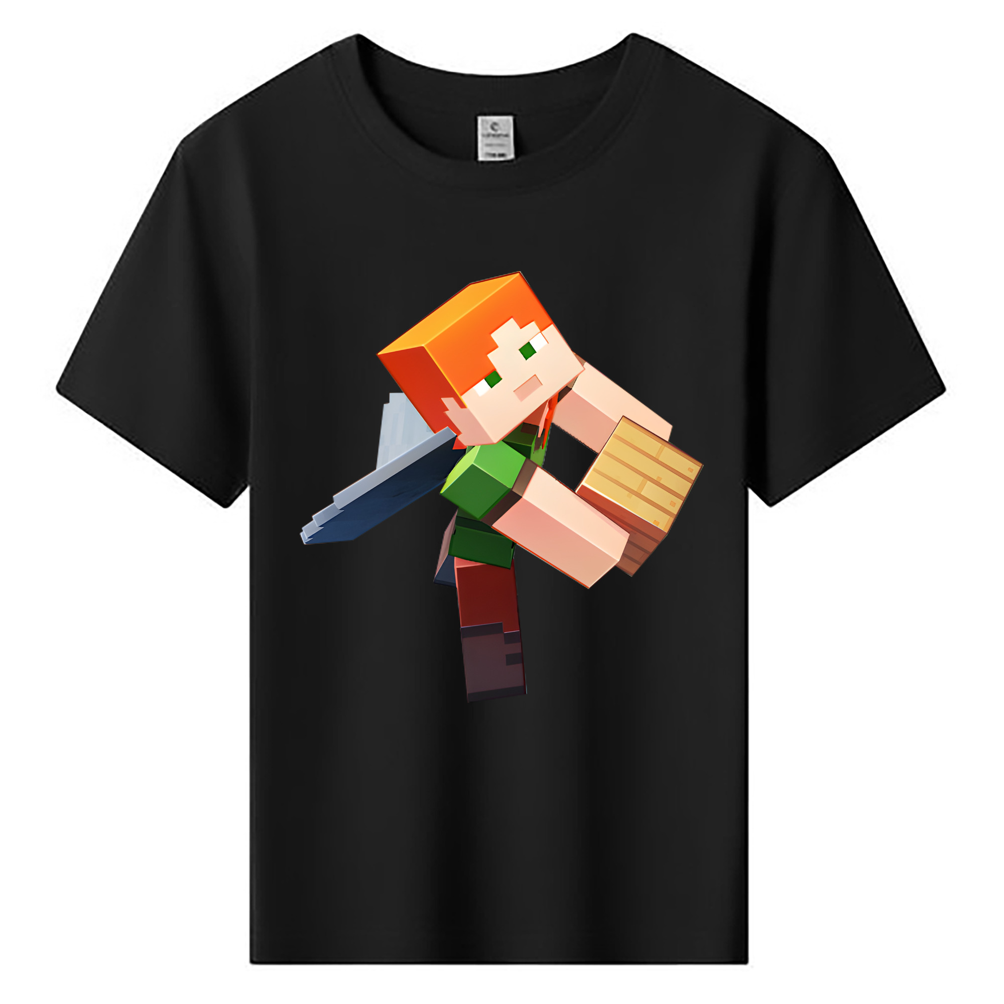 （画像用） マインクラフト ブロックの世界 Minecraft MC Block world 綿100％キッズTシャツ（フロントプリント）