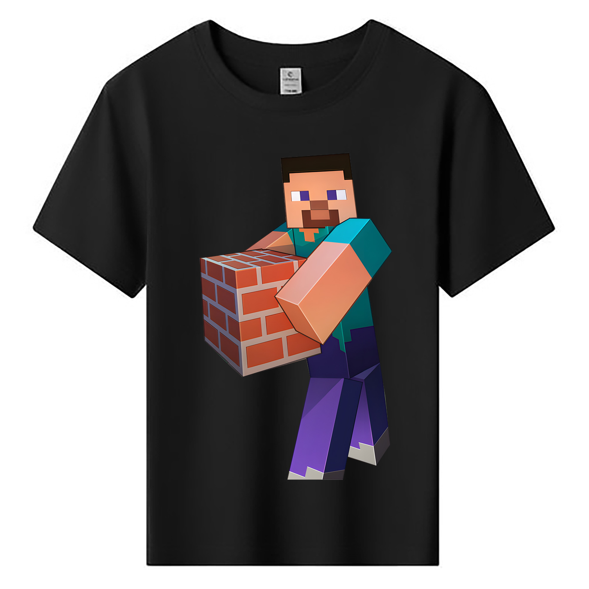 （画像用） マインクラフト ブロックの世界 Minecraft MC Block world 綿100％キッズTシャツ（フロントプリント）