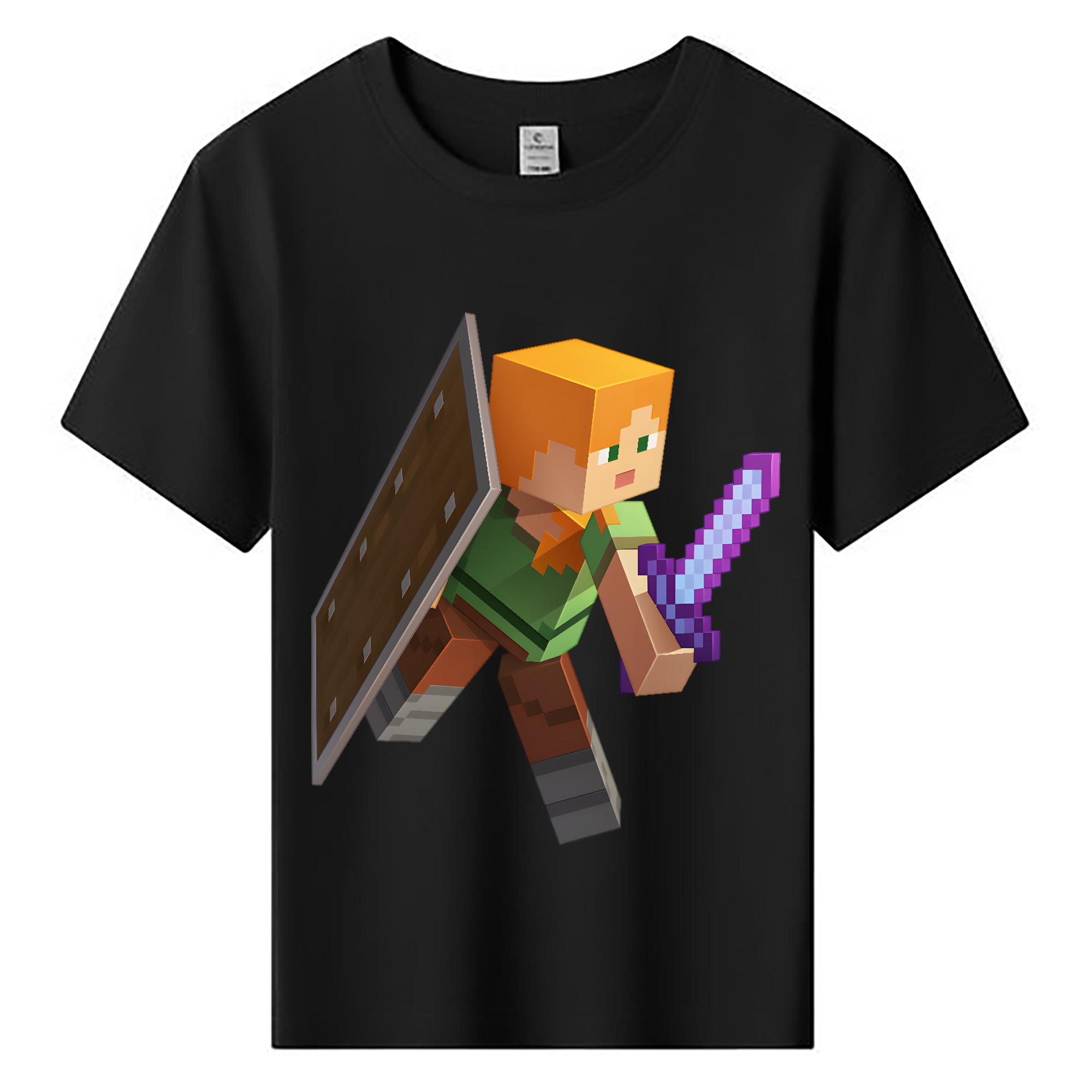 （画像用） マインクラフト ブロックの世界 Minecraft MC Block world 綿100％キッズTシャツ（フロントプリント）