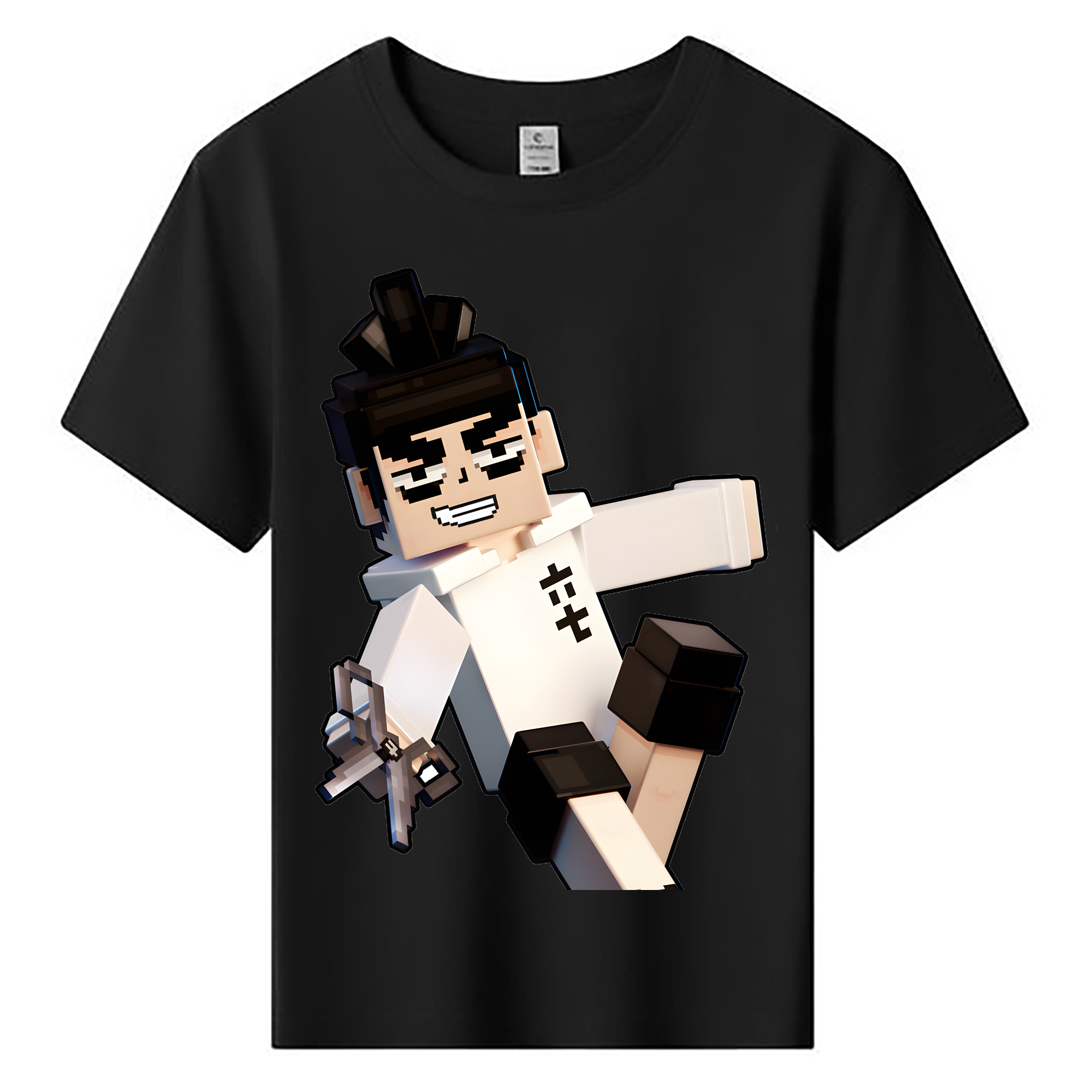 （画像用） マインクラフト ブロックの世界 Minecraft MC Block world 綿100％キッズTシャツ（フロントプリント）