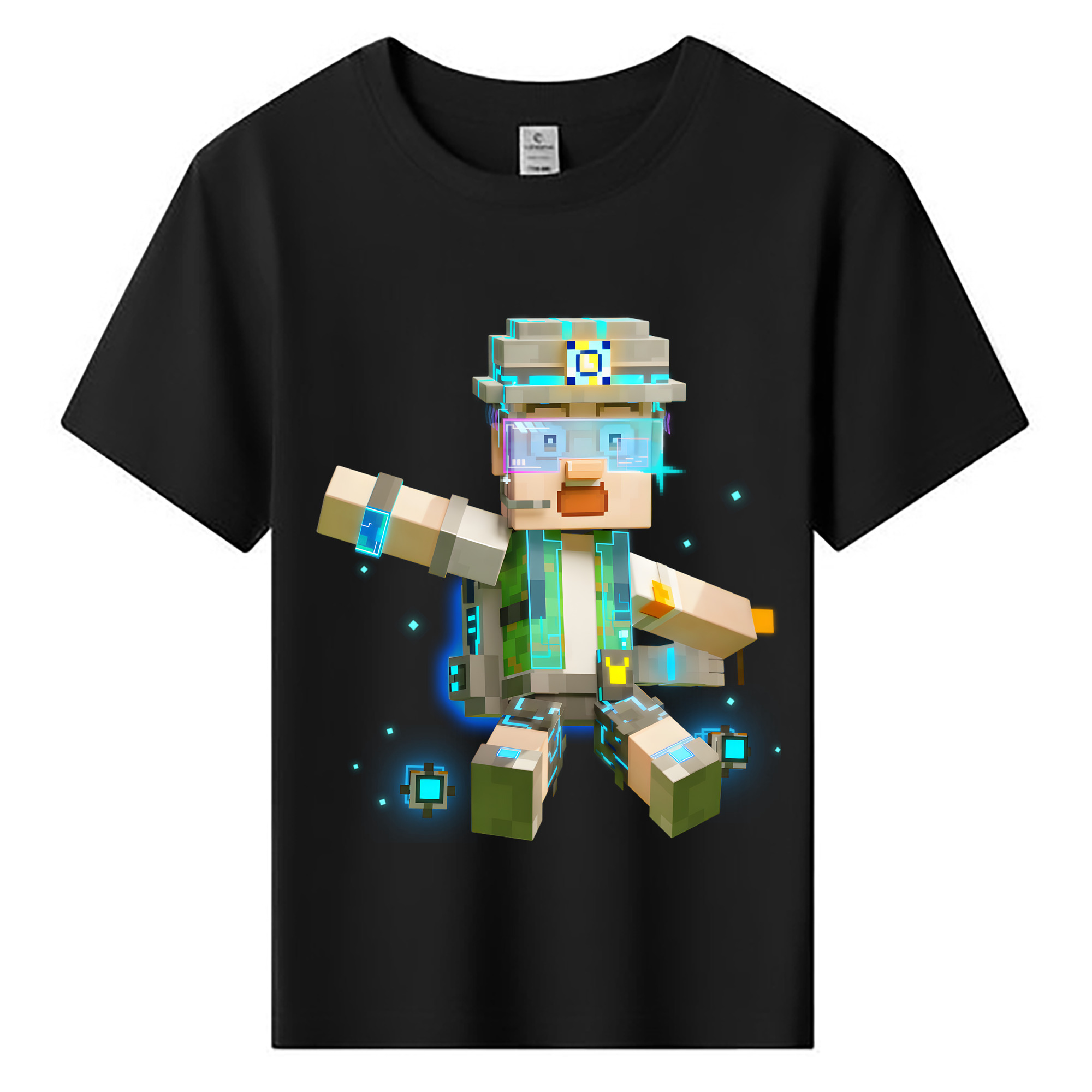 （画像用） マインクラフト ブロックの世界 Minecraft MC Block world 綿100％キッズTシャツ（フロントプリント）