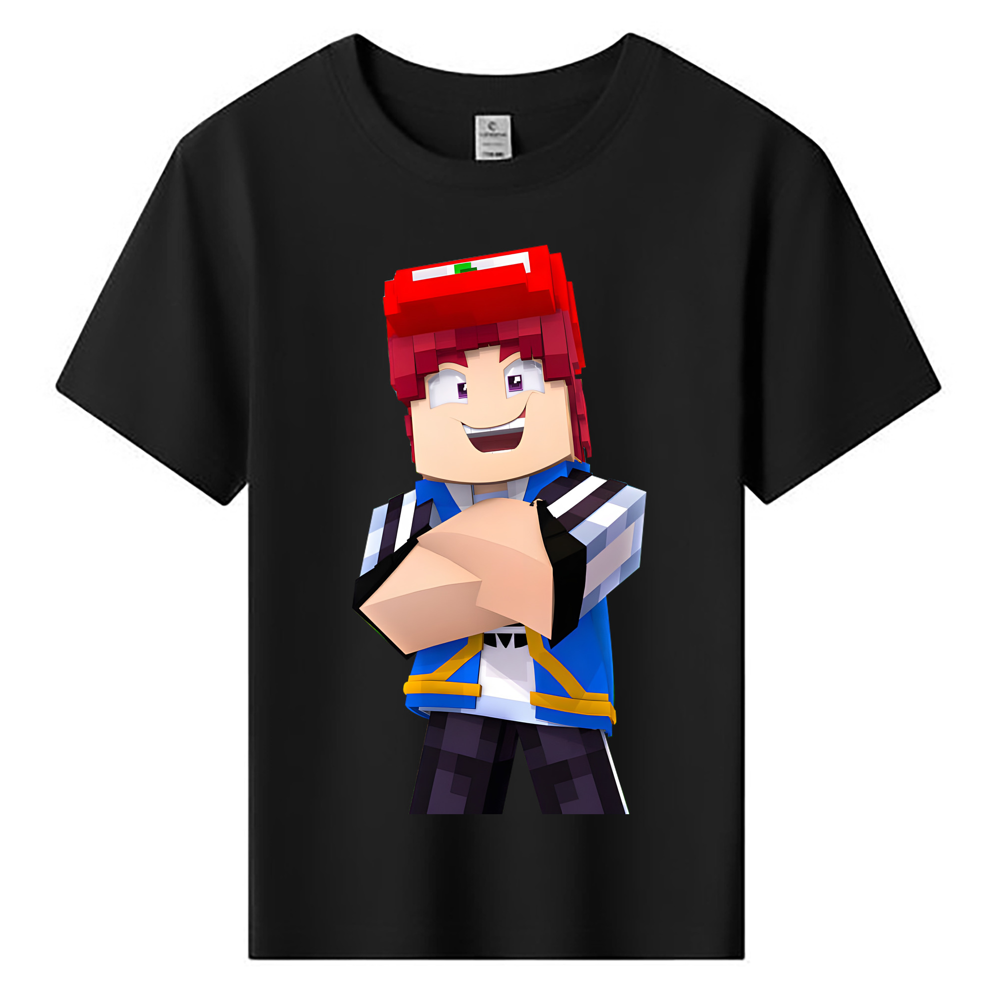 （画像用） マインクラフト ブロックの世界 Minecraft MC Block world 綿100％キッズTシャツ（フロントプリント）