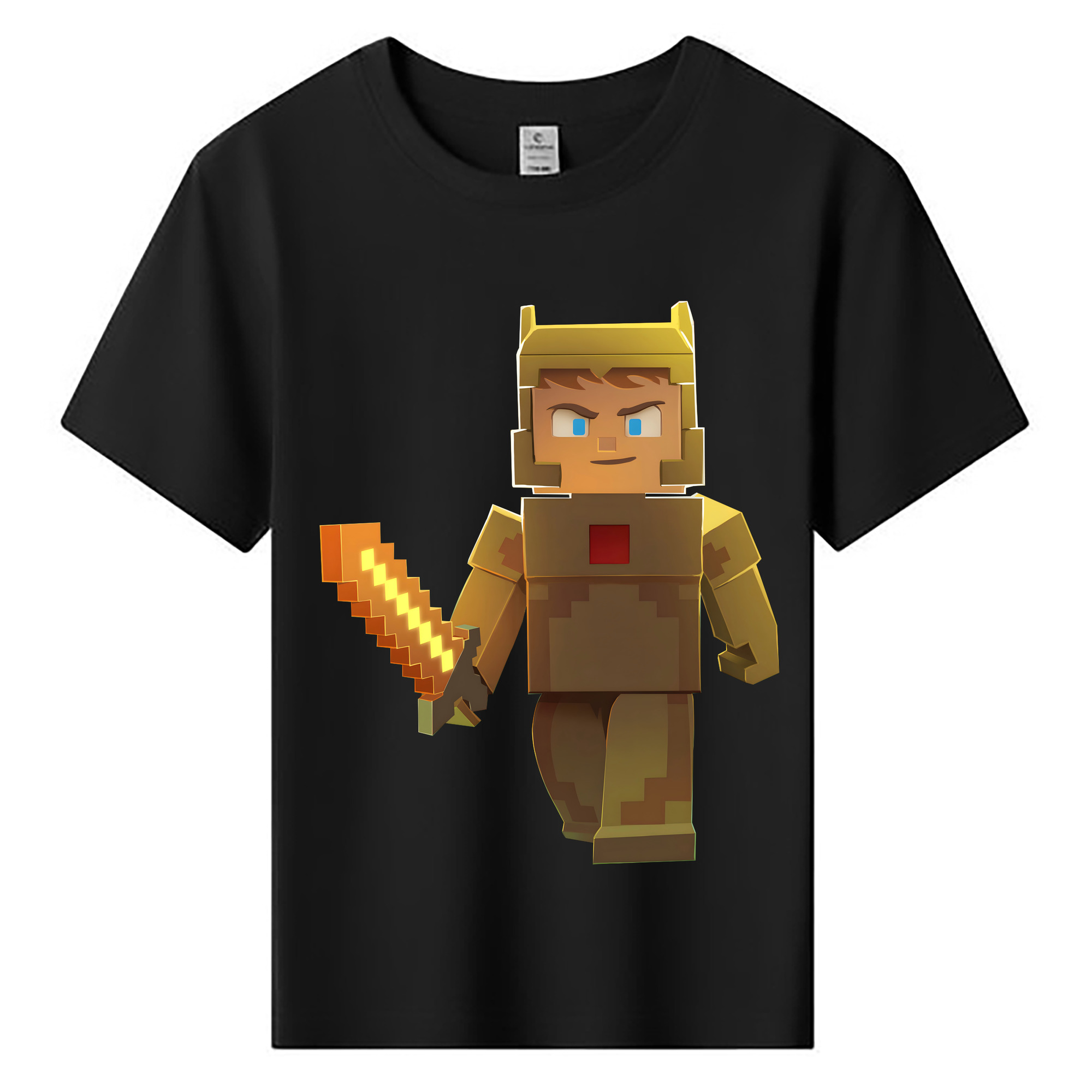 （画像用） マインクラフト ブロックの世界 Minecraft MC Block world 綿100％キッズTシャツ（フロントプリント）