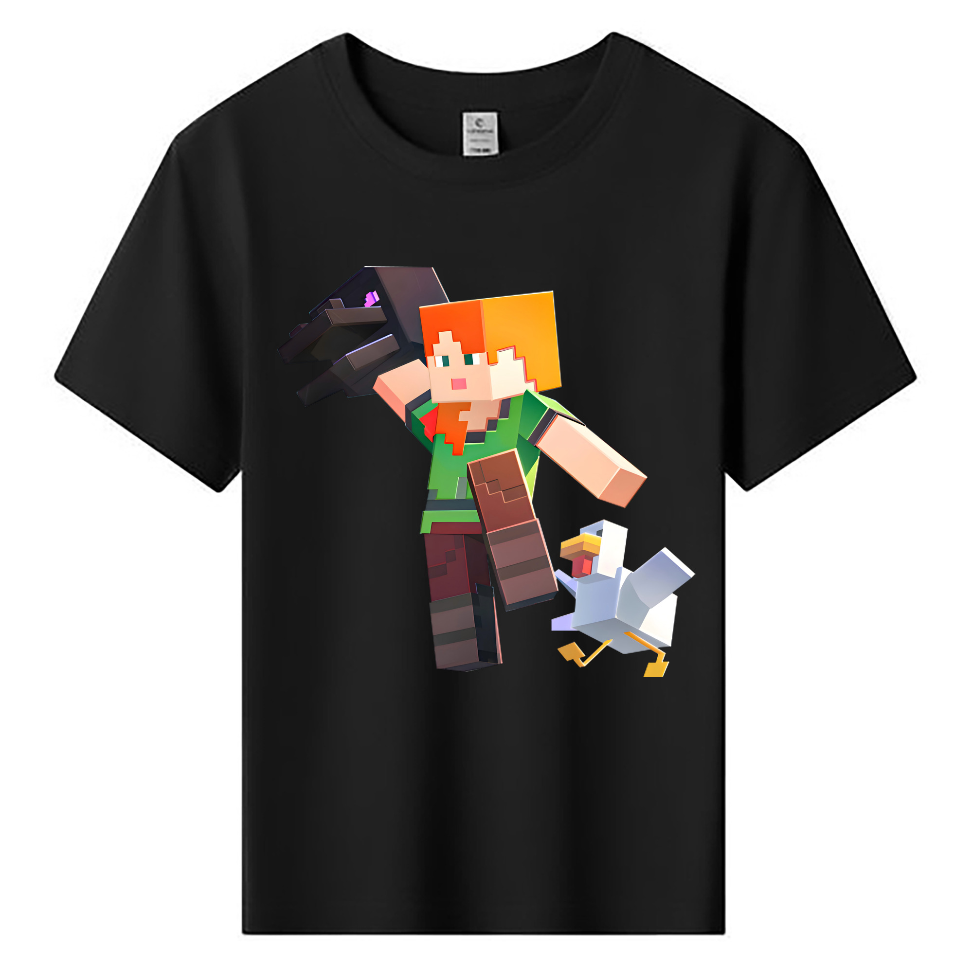 （画像用） マインクラフト ブロックの世界 Minecraft MC Block world 綿100％キッズTシャツ（フロントプリント）