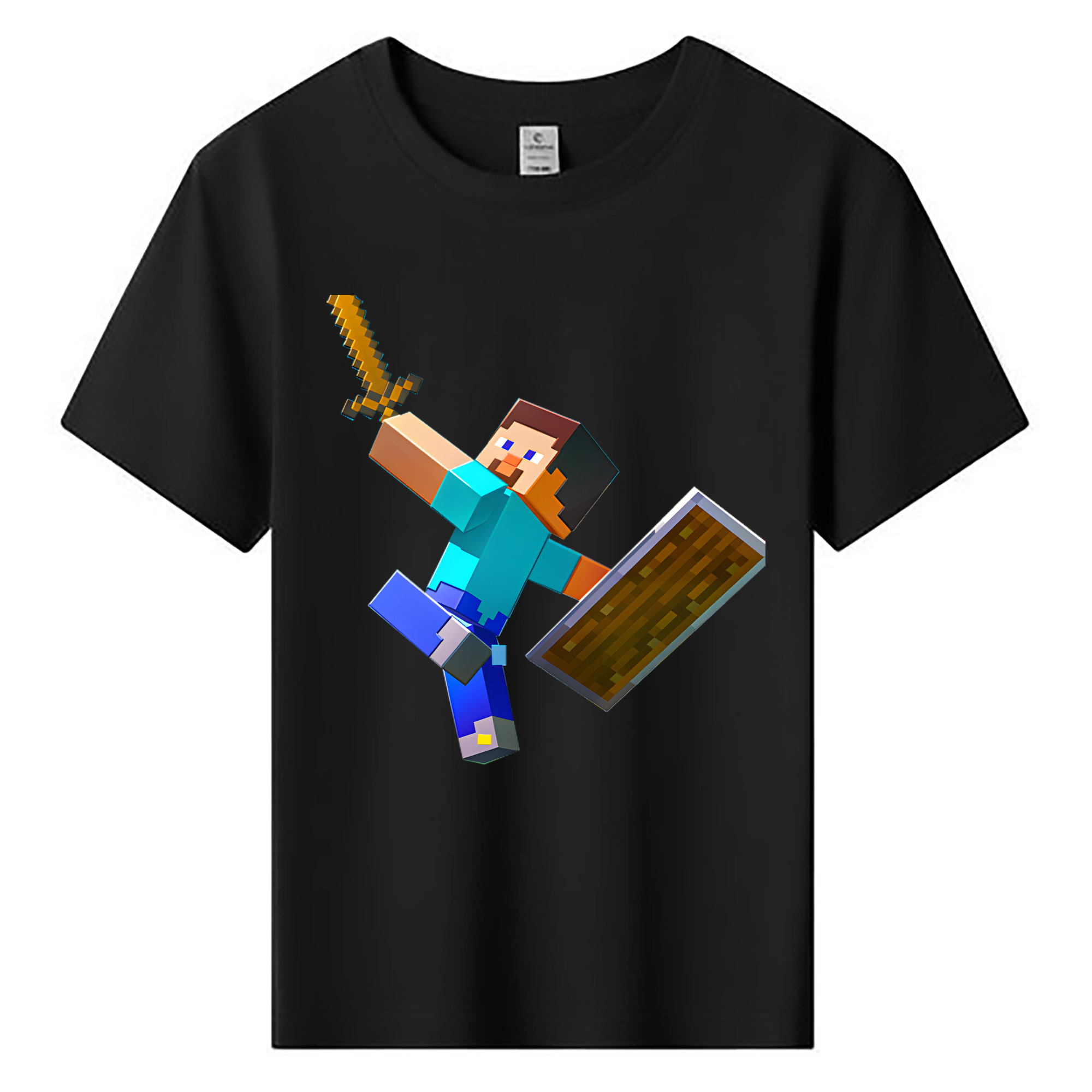 （画像用） マインクラフト ブロックの世界 Minecraft MC Block world 綿100％キッズTシャツ（フロントプリント）