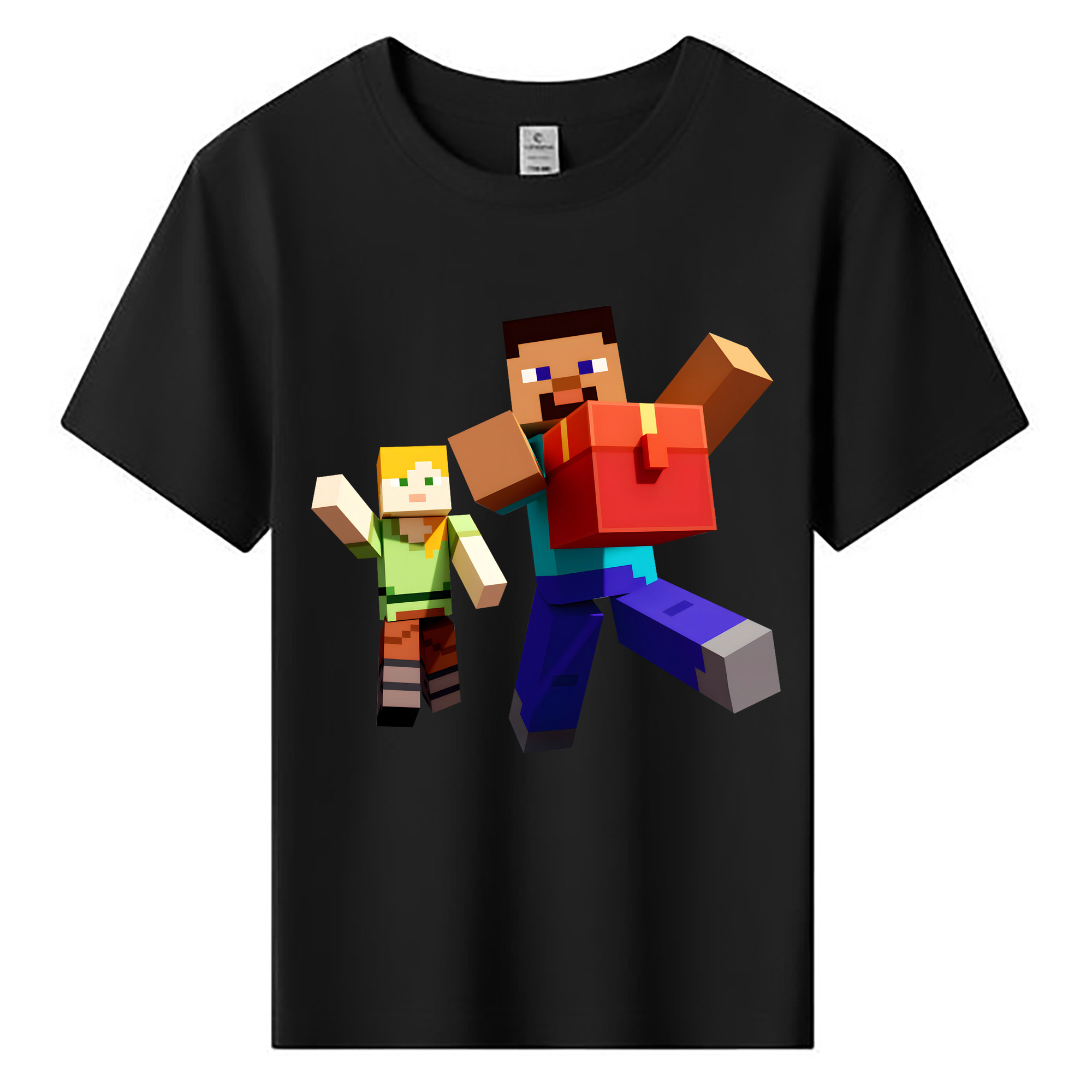 （画像用） マインクラフト ブロックの世界 Minecraft MC Block world 綿100％キッズTシャツ（フロントプリント）