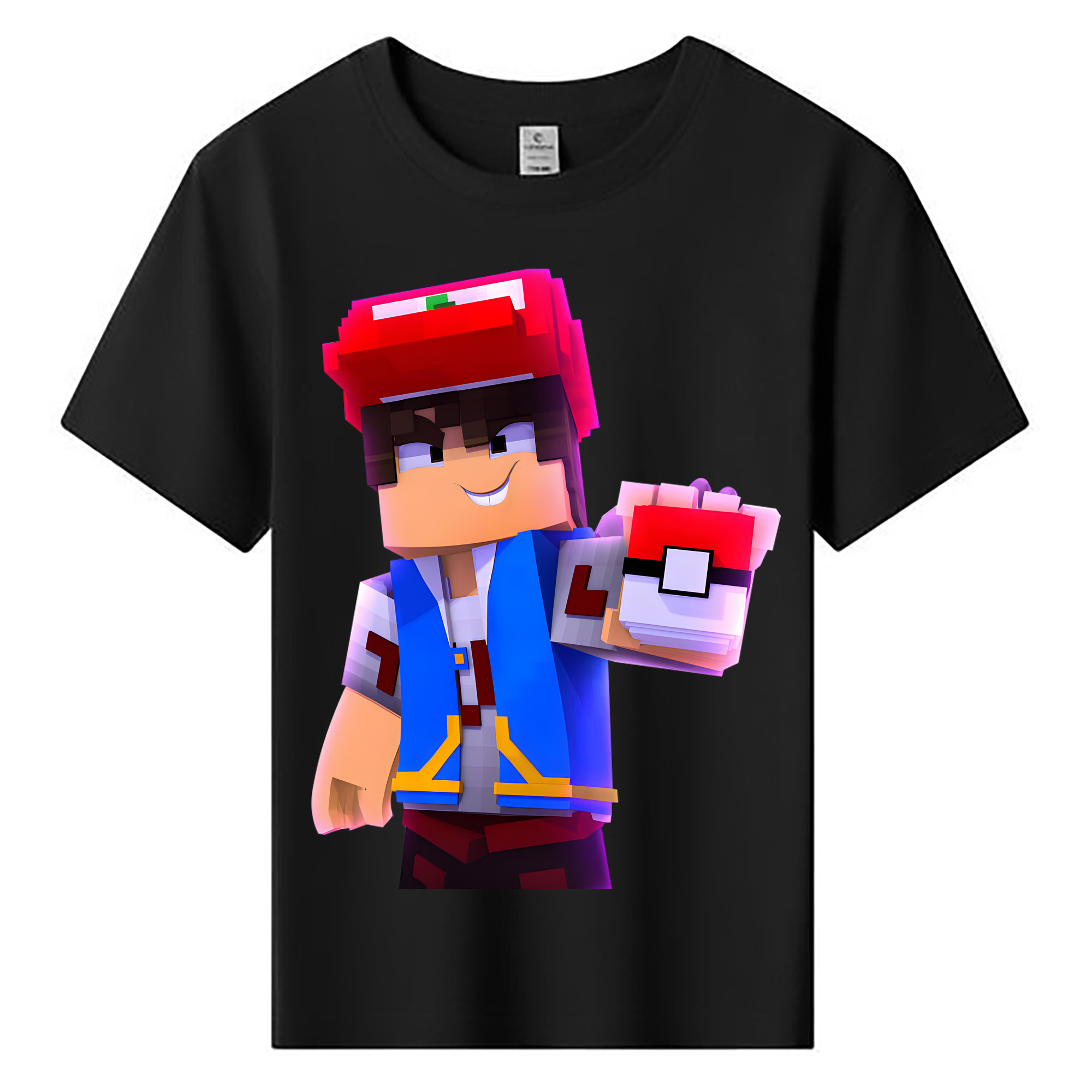 （画像用） マインクラフト ブロックの世界 Minecraft MC Block world 綿100％キッズTシャツ（フロントプリント）