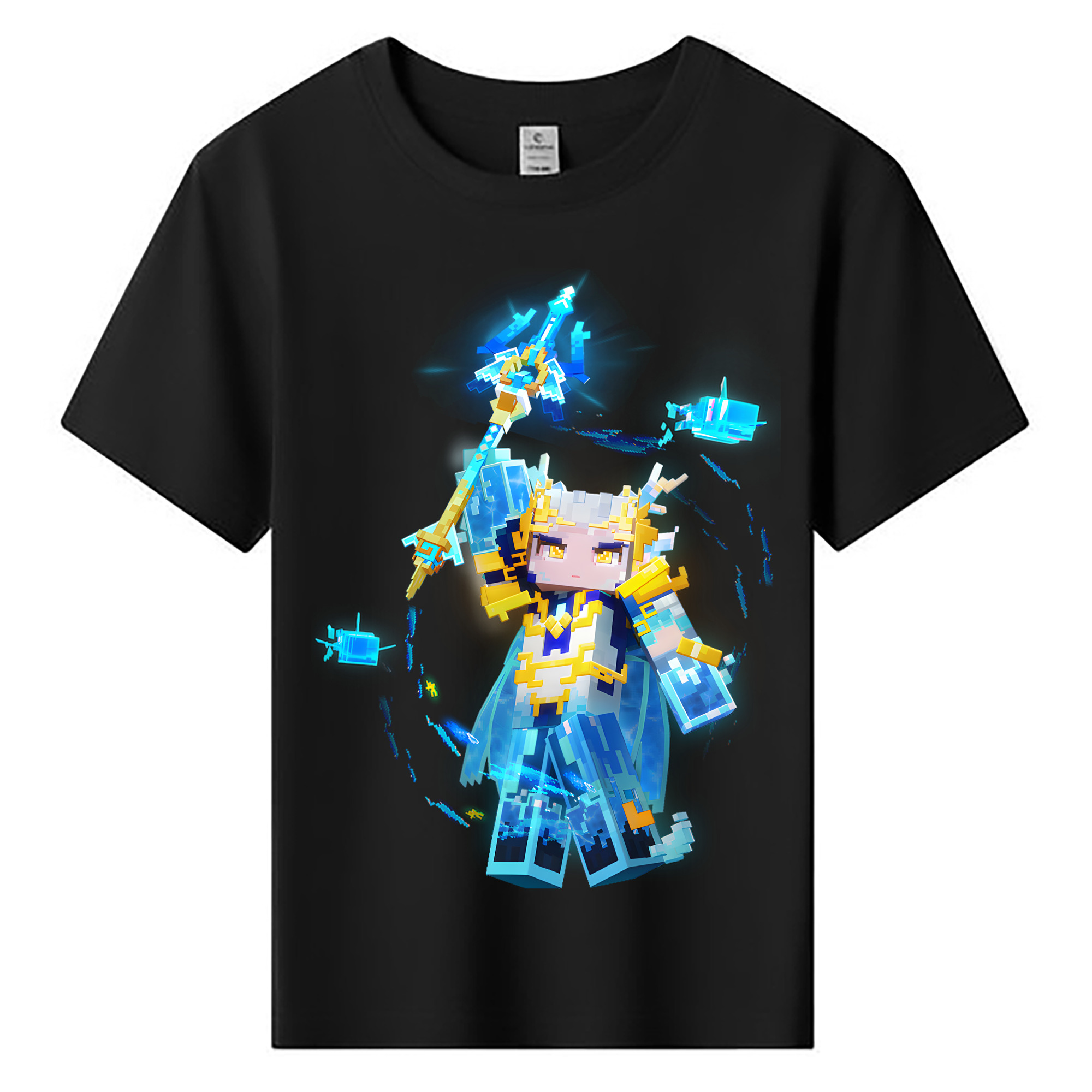 （画像用） マインクラフト ブロックの世界 Minecraft MC Block world 綿100％キッズTシャツ（フロントプリント）