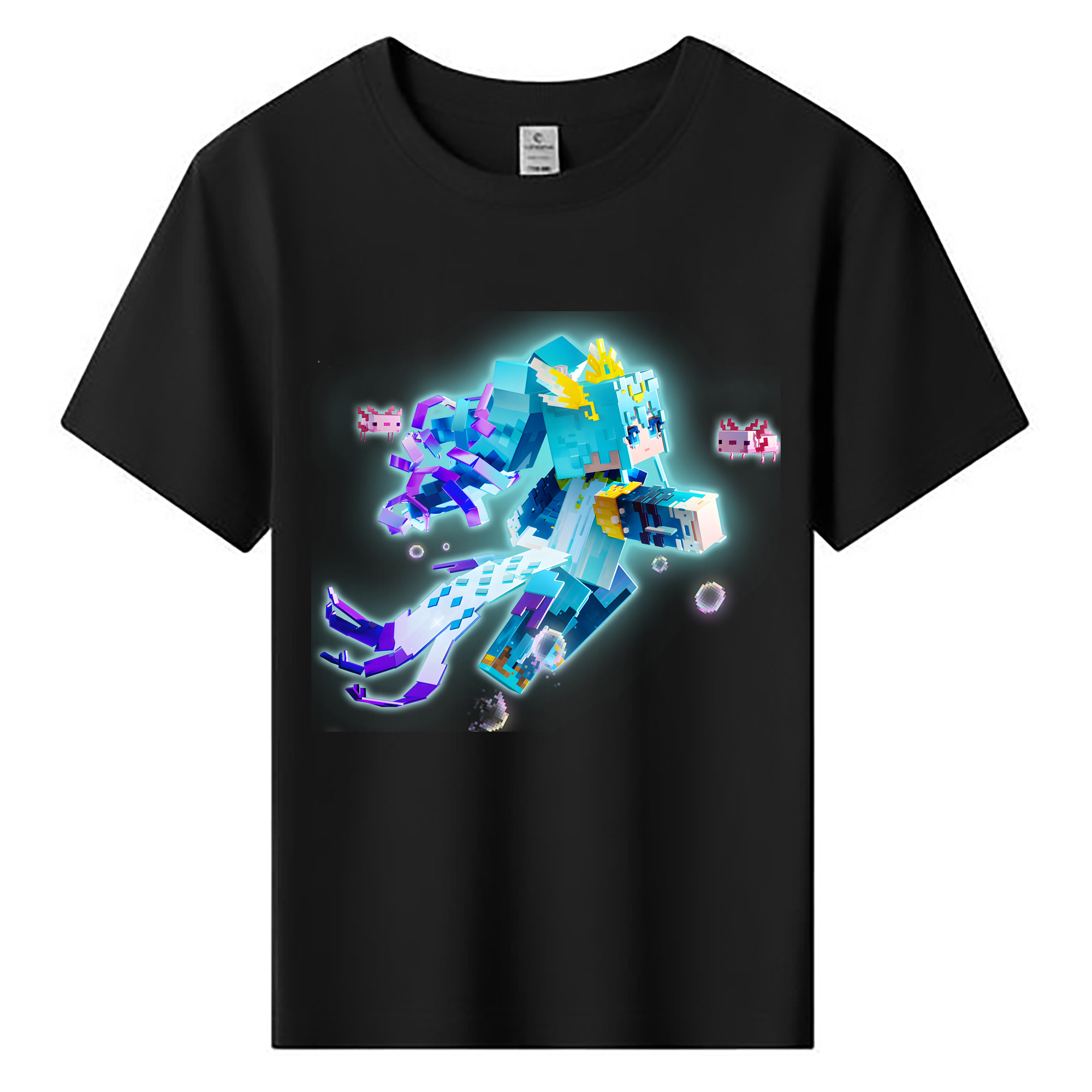（画像用） マインクラフト ブロックの世界 Minecraft MC Block world 綿100％キッズTシャツ（フロントプリント）
