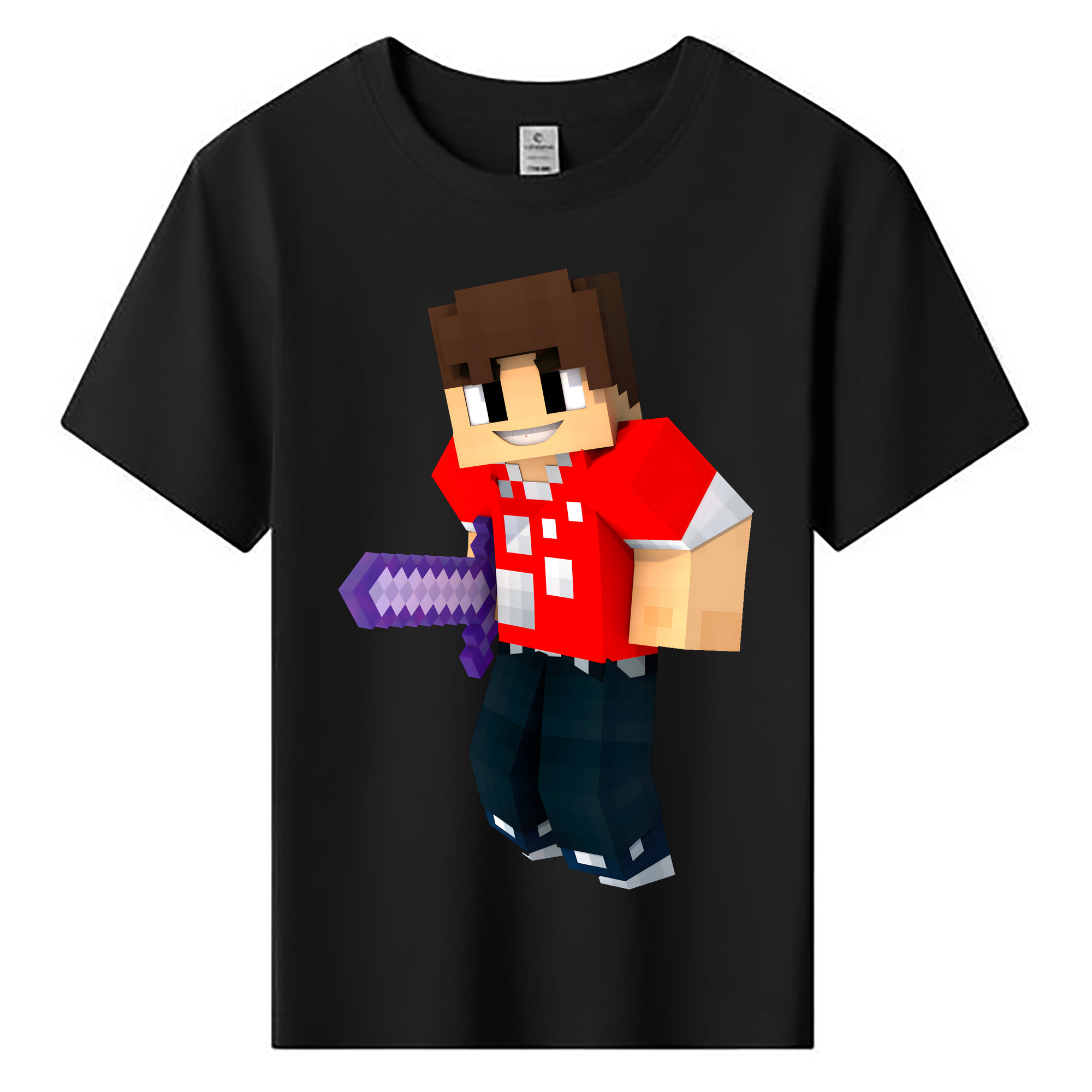 （画像用） マインクラフト ブロックの世界 Minecraft MC Block world 綿100％キッズTシャツ（フロントプリント）