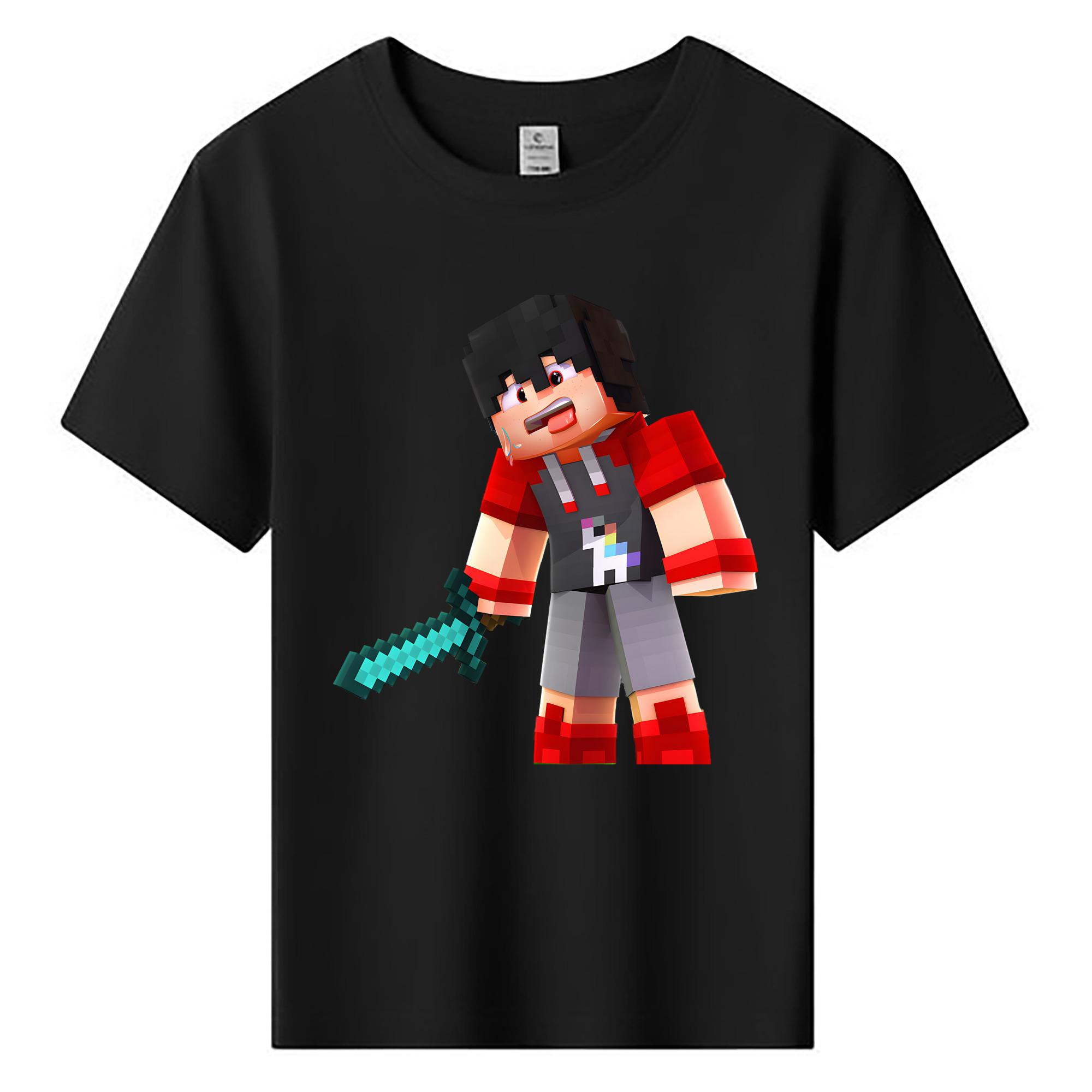 （画像用） マインクラフト ブロックの世界 Minecraft MC Block world 綿100％キッズTシャツ（フロントプリント）