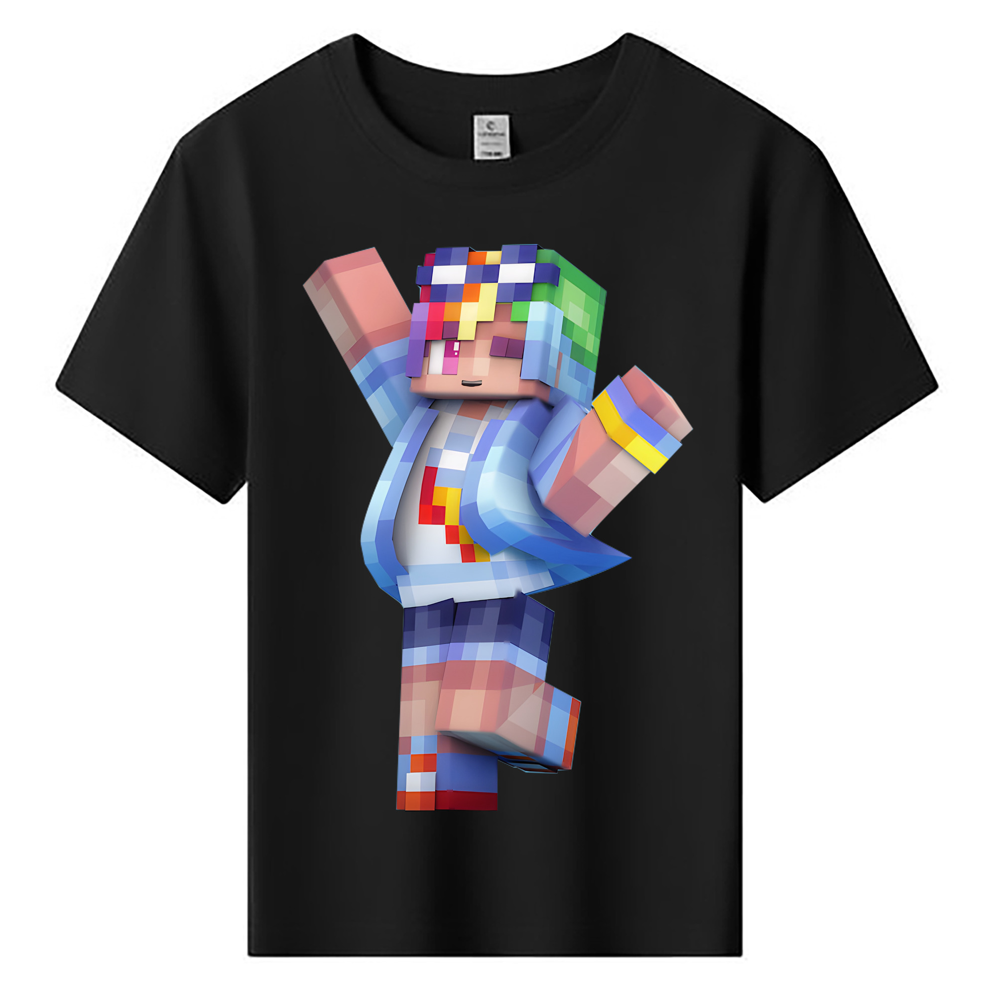 （画像用） マインクラフト ブロックの世界 Minecraft MC Block world 綿100％キッズTシャツ（フロントプリント）