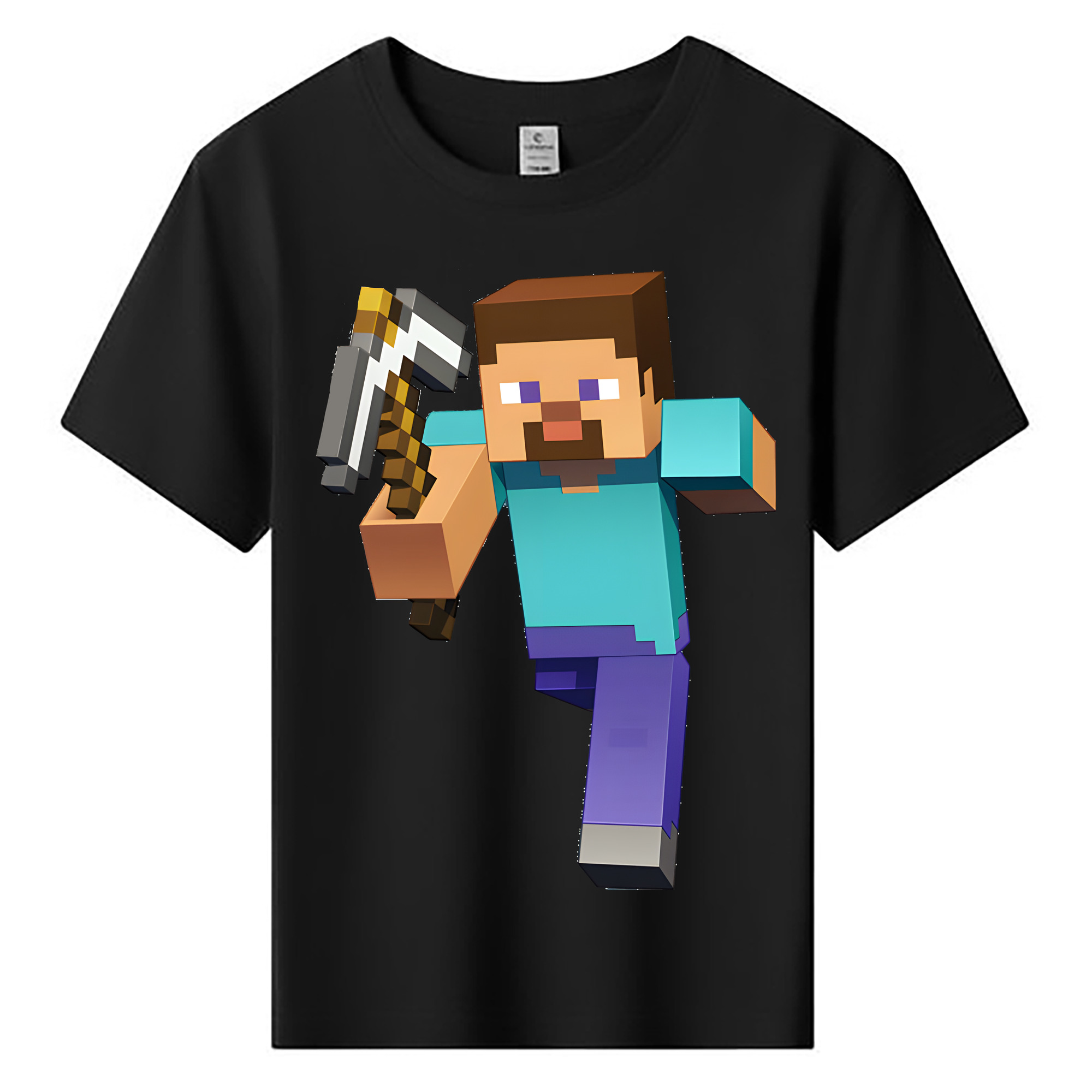 （画像用） マインクラフト ブロックの世界 Minecraft MC Block world 綿100％キッズTシャツ（フロントプリント）