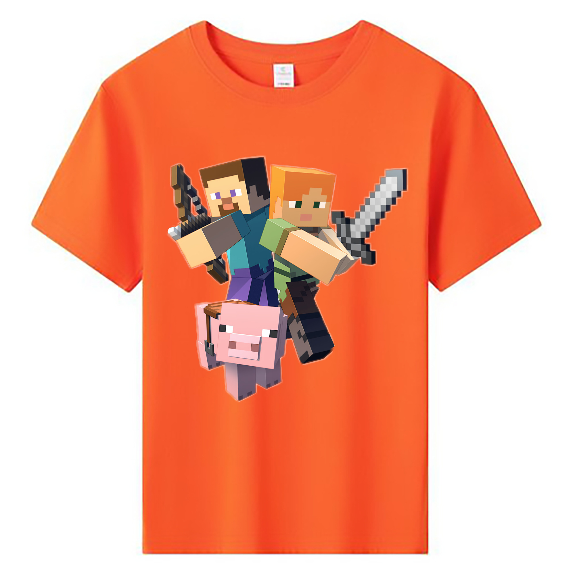 （画像用） マインクラフト ブロックの世界 Minecraft MC Block world 綿100％キッズTシャツ（フロントプリント）