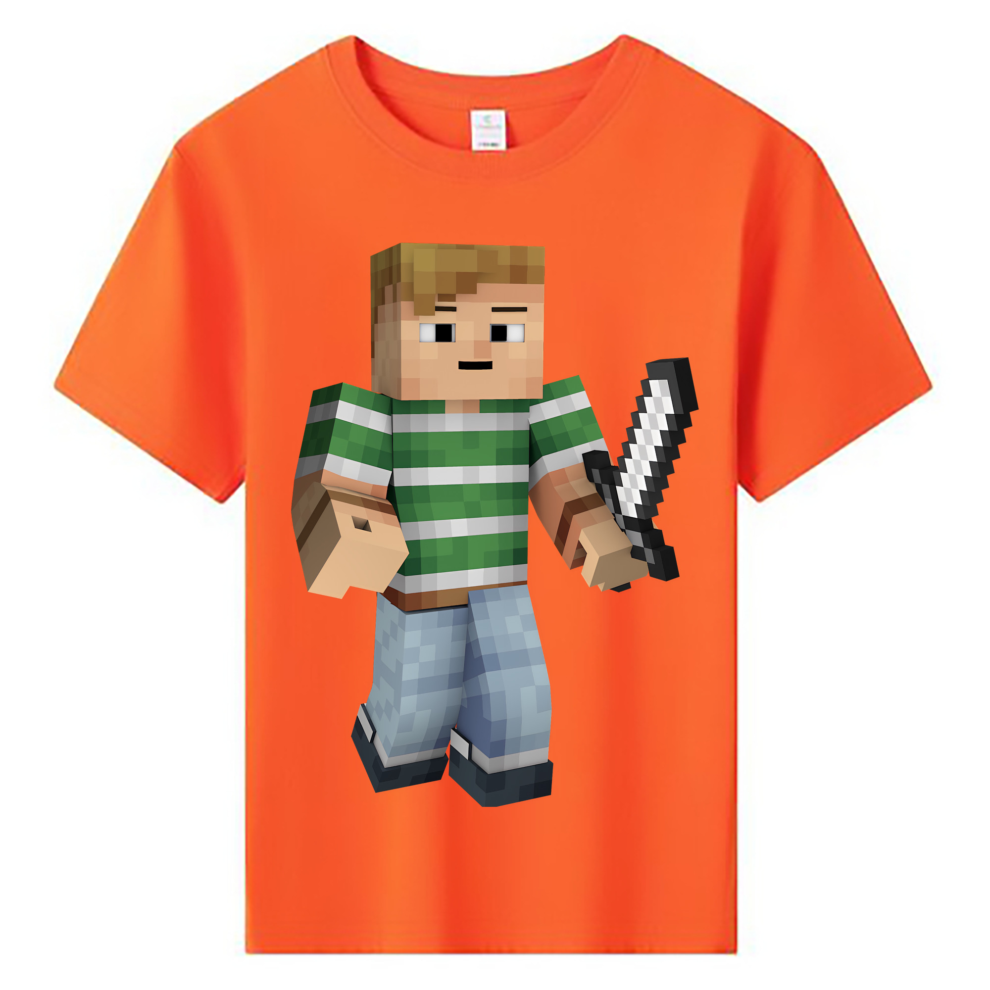 （画像用） マインクラフト ブロックの世界 Minecraft MC Block world 綿100％キッズTシャツ（フロントプリント）