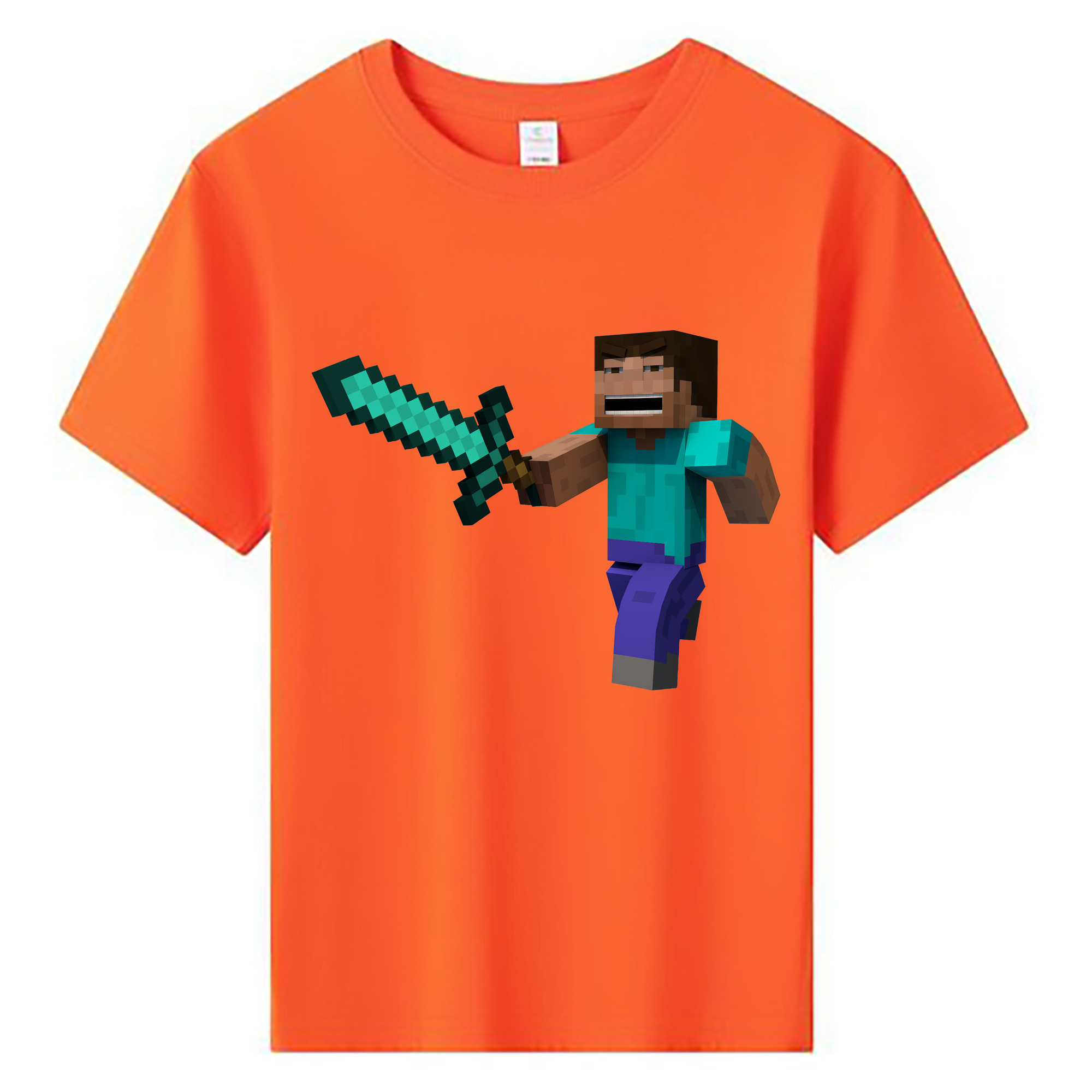 （画像用） マインクラフト ブロックの世界 Minecraft MC Block world 綿100％キッズTシャツ（フロントプリント）