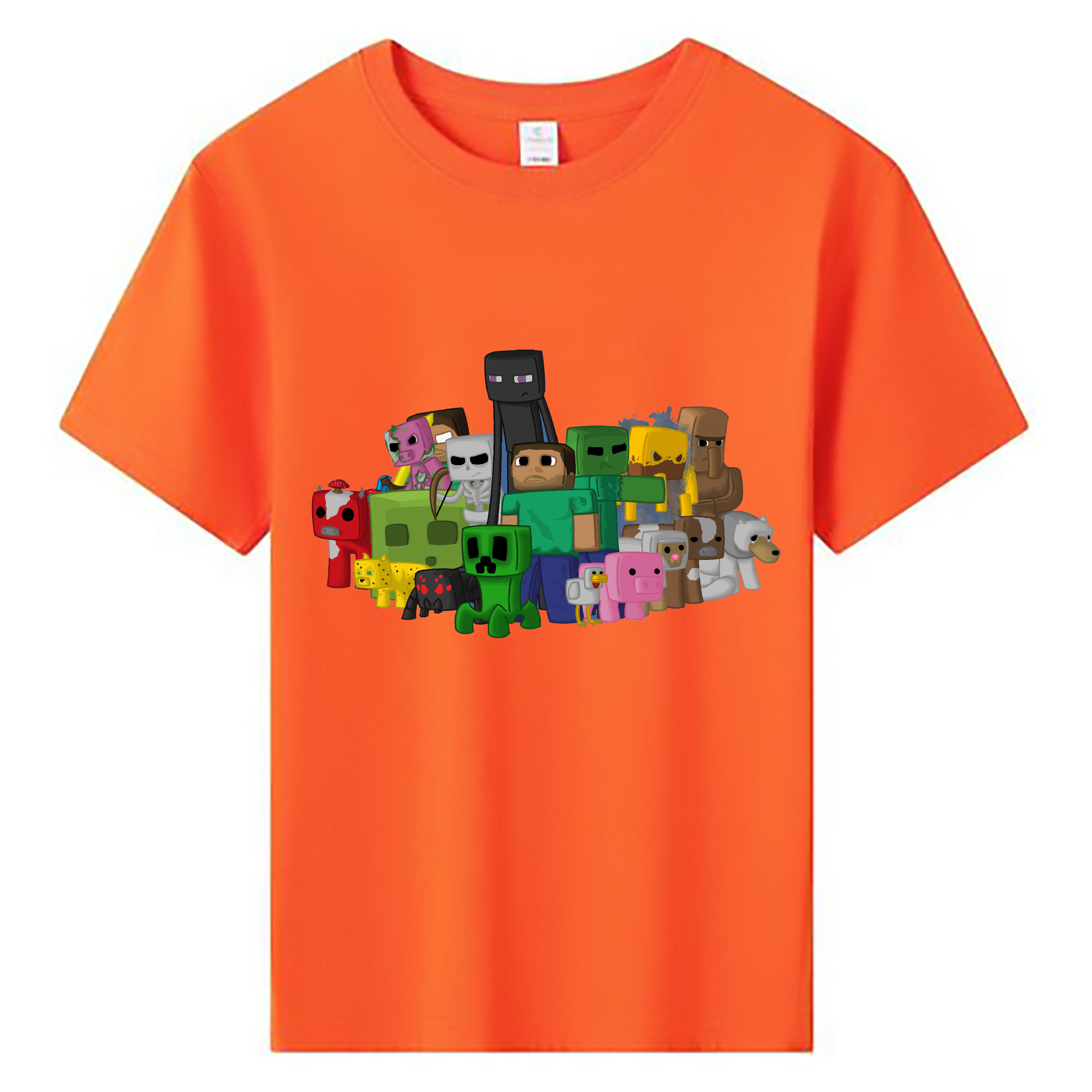 （画像用） マインクラフト ブロックの世界 Minecraft MC Block world 綿100％キッズTシャツ（フロントプリント）
