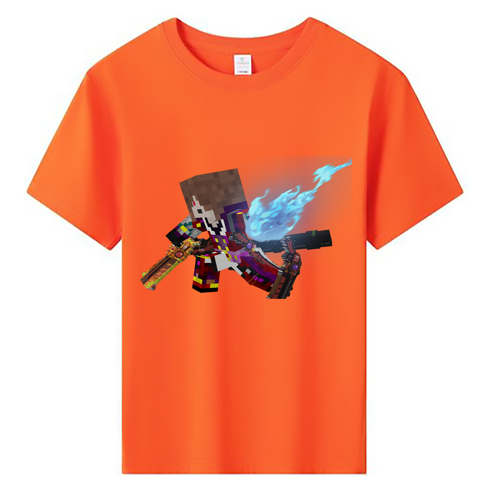 （画像用） マインクラフト ブロックの世界 Minecraft MC Block world 綿100％キッズTシャツ（フロントプリント）