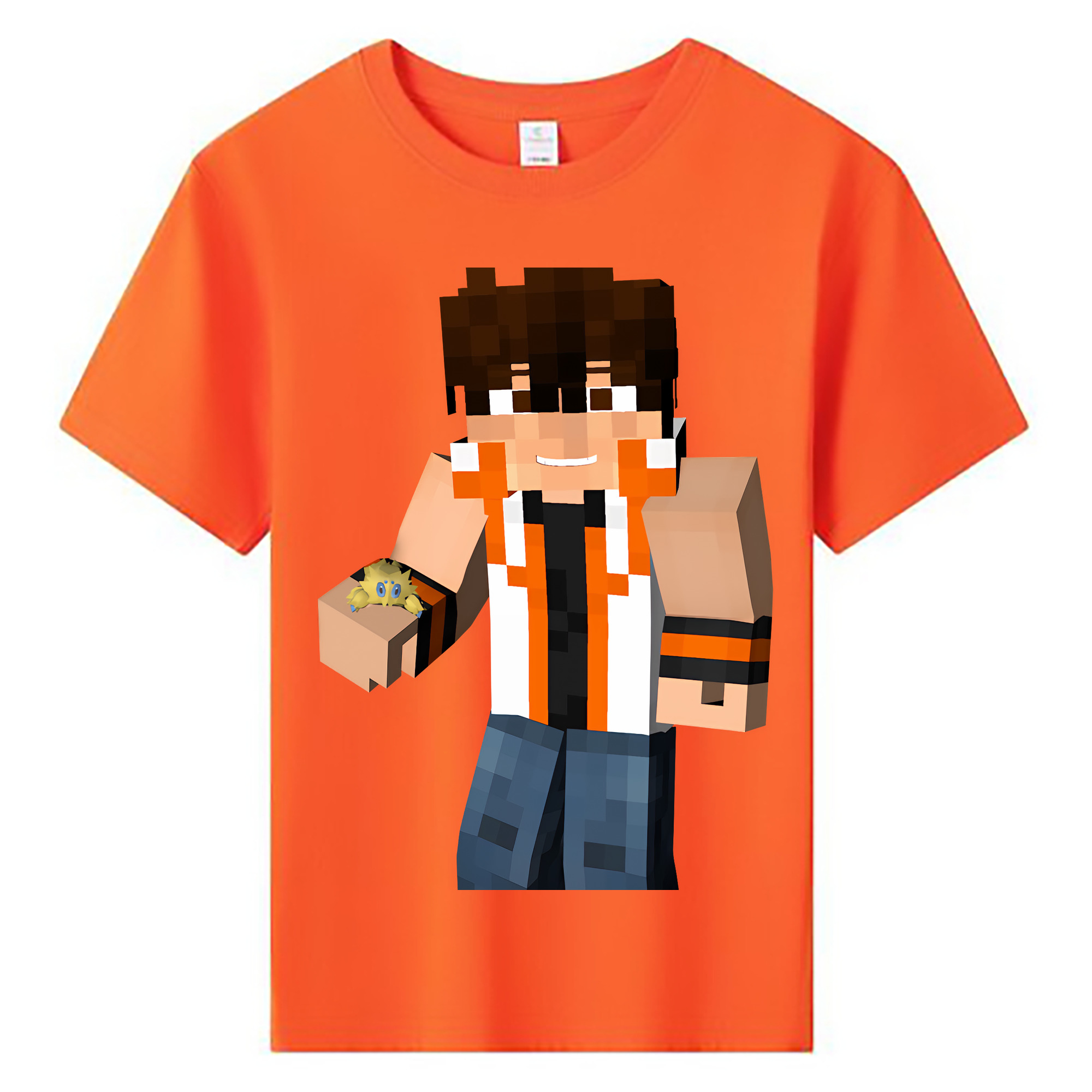 （画像用） マインクラフト ブロックの世界 Minecraft MC Block world 綿100％キッズTシャツ（フロントプリント）