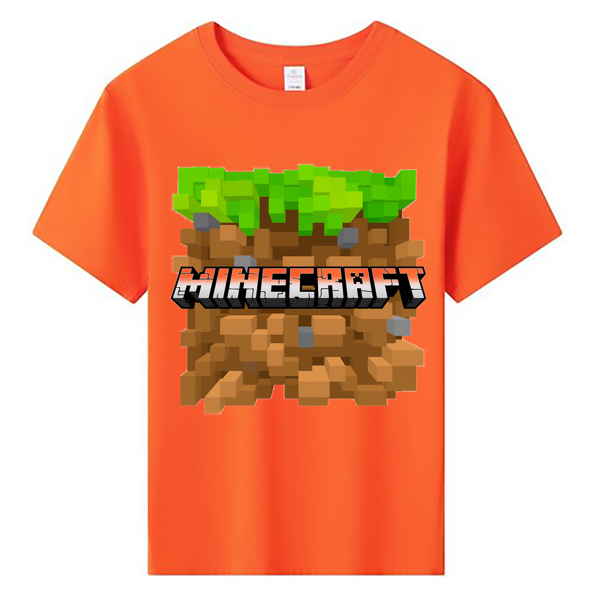 （画像用） マインクラフト ブロックの世界 Minecraft MC Block world 綿100％キッズTシャツ（フロントプリント）