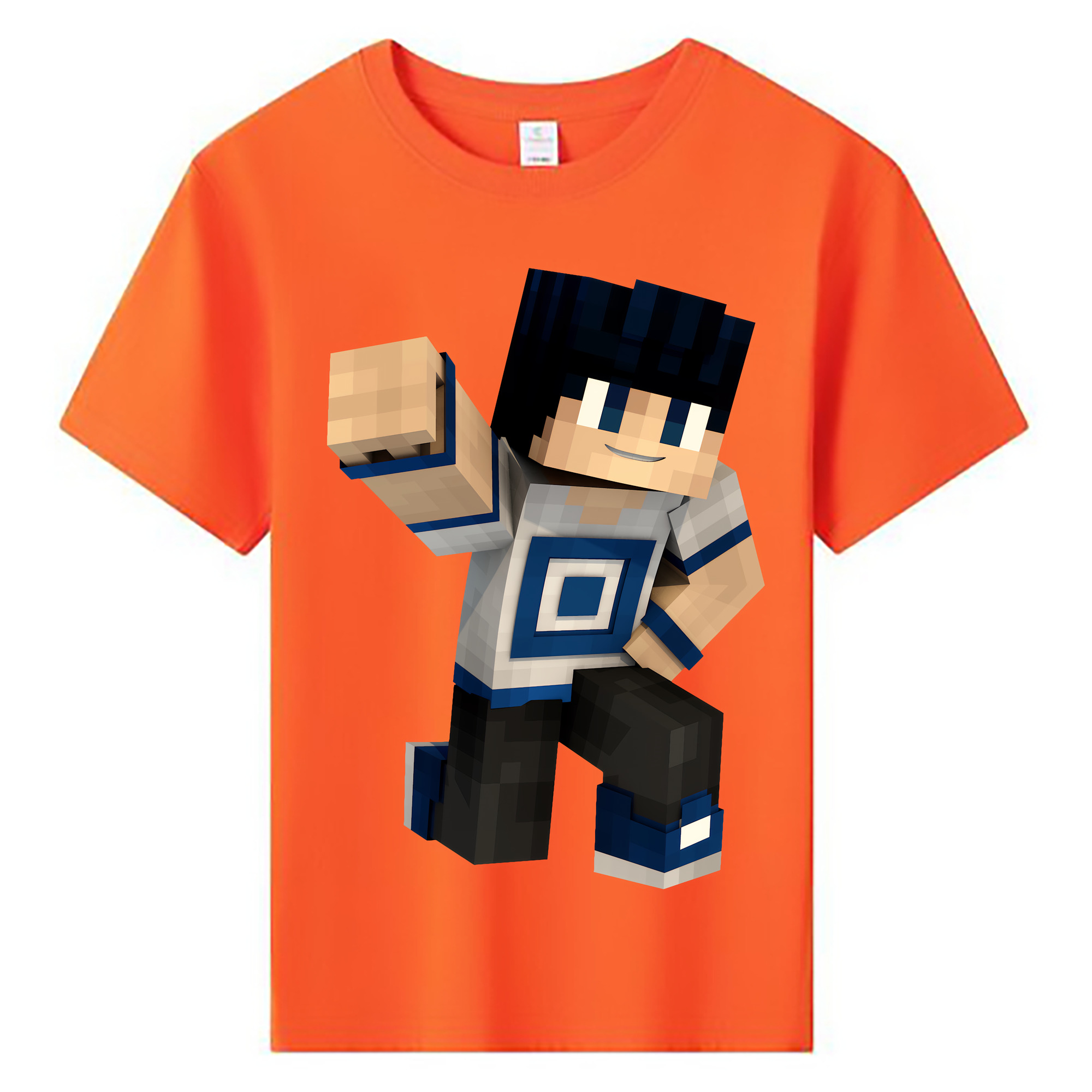 （画像用） マインクラフト ブロックの世界 Minecraft MC Block world 綿100％キッズTシャツ（フロントプリント）