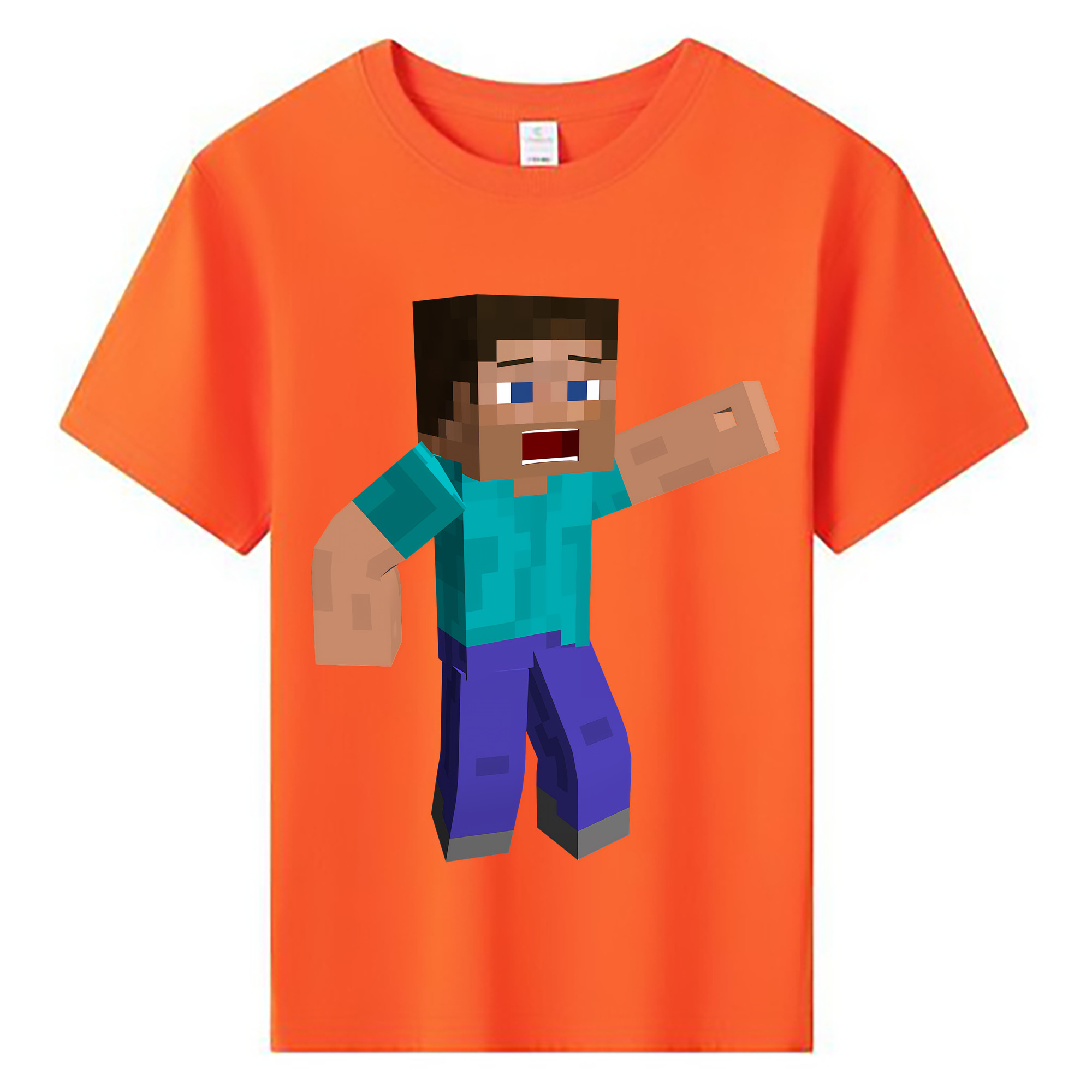 （画像用） マインクラフト ブロックの世界 Minecraft MC Block world 綿100％キッズTシャツ（フロントプリント）