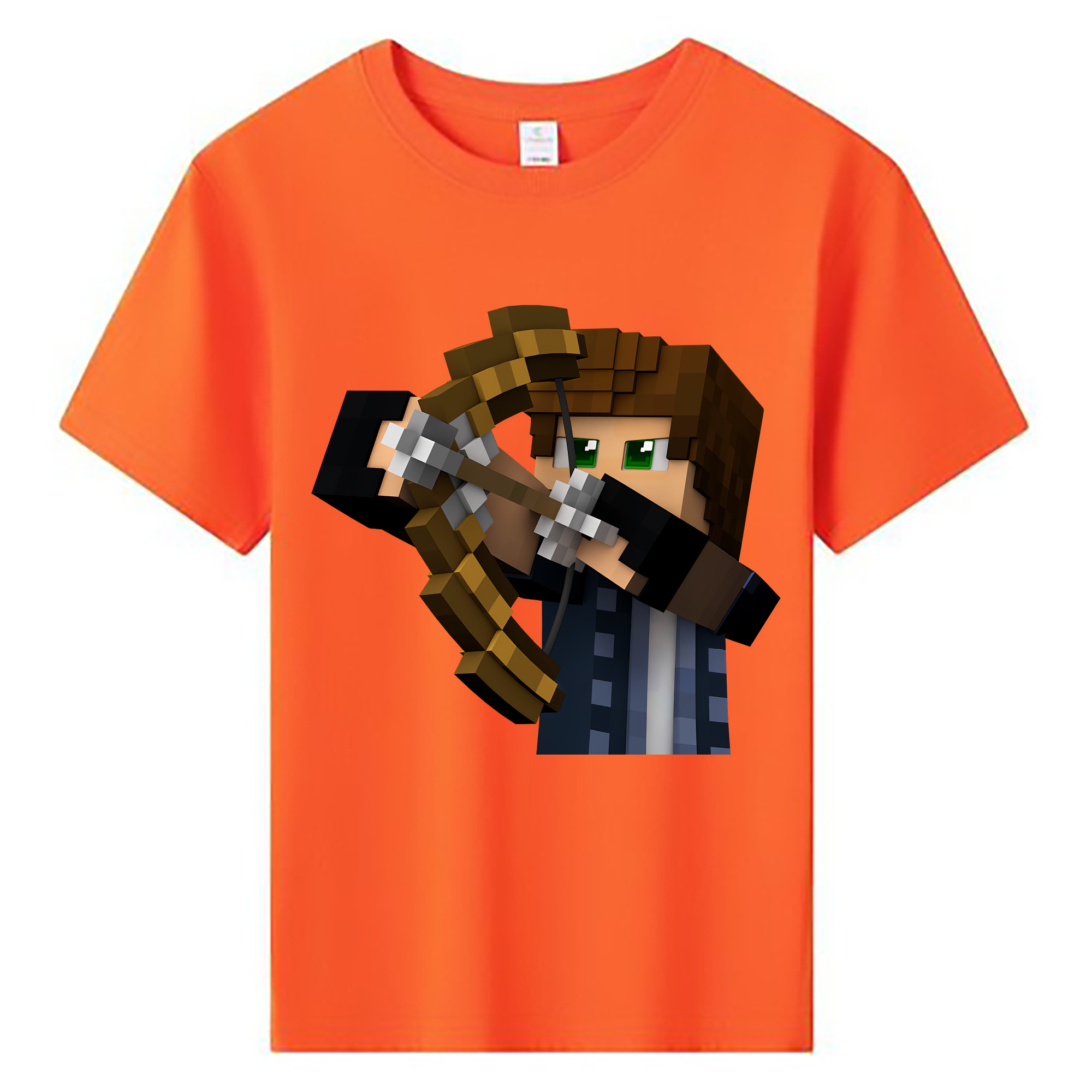 （画像用） マインクラフト ブロックの世界 Minecraft MC Block world 綿100％キッズTシャツ（フロントプリント）
