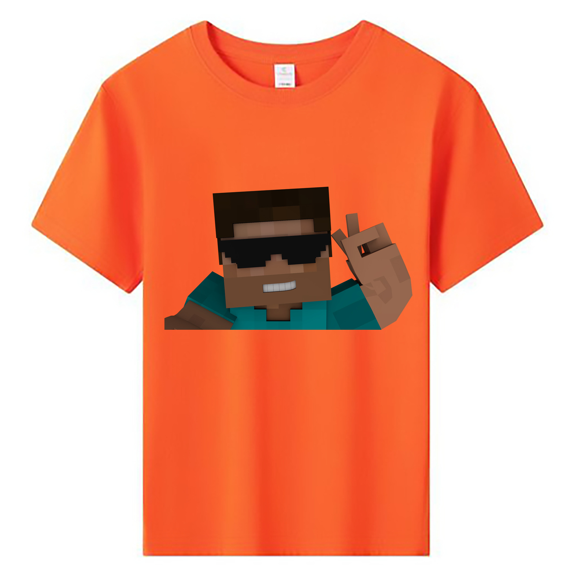 （画像用） マインクラフト ブロックの世界 Minecraft MC Block world 綿100％キッズTシャツ（フロントプリント）