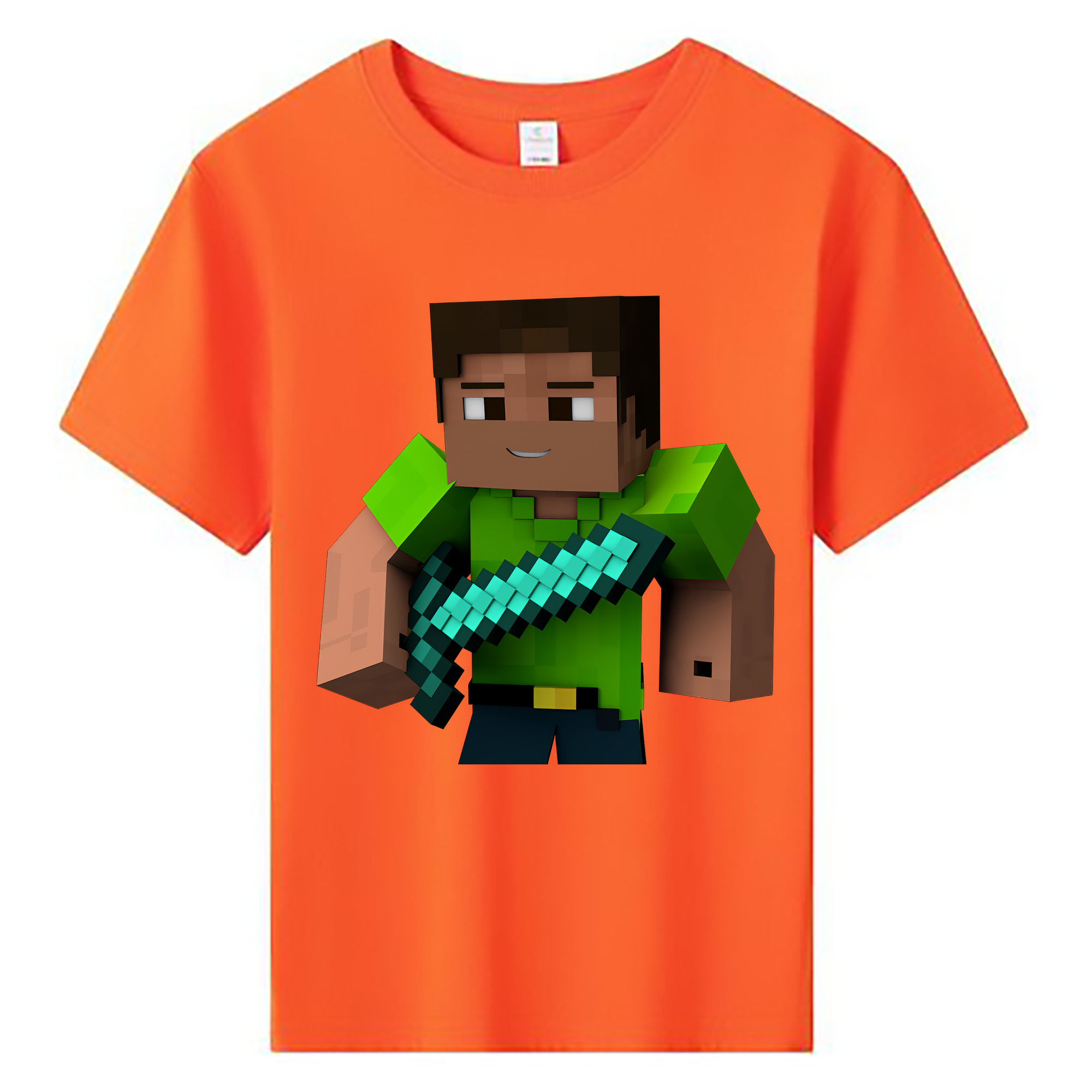 （画像用） マインクラフト ブロックの世界 Minecraft MC Block world 綿100％キッズTシャツ（フロントプリント）