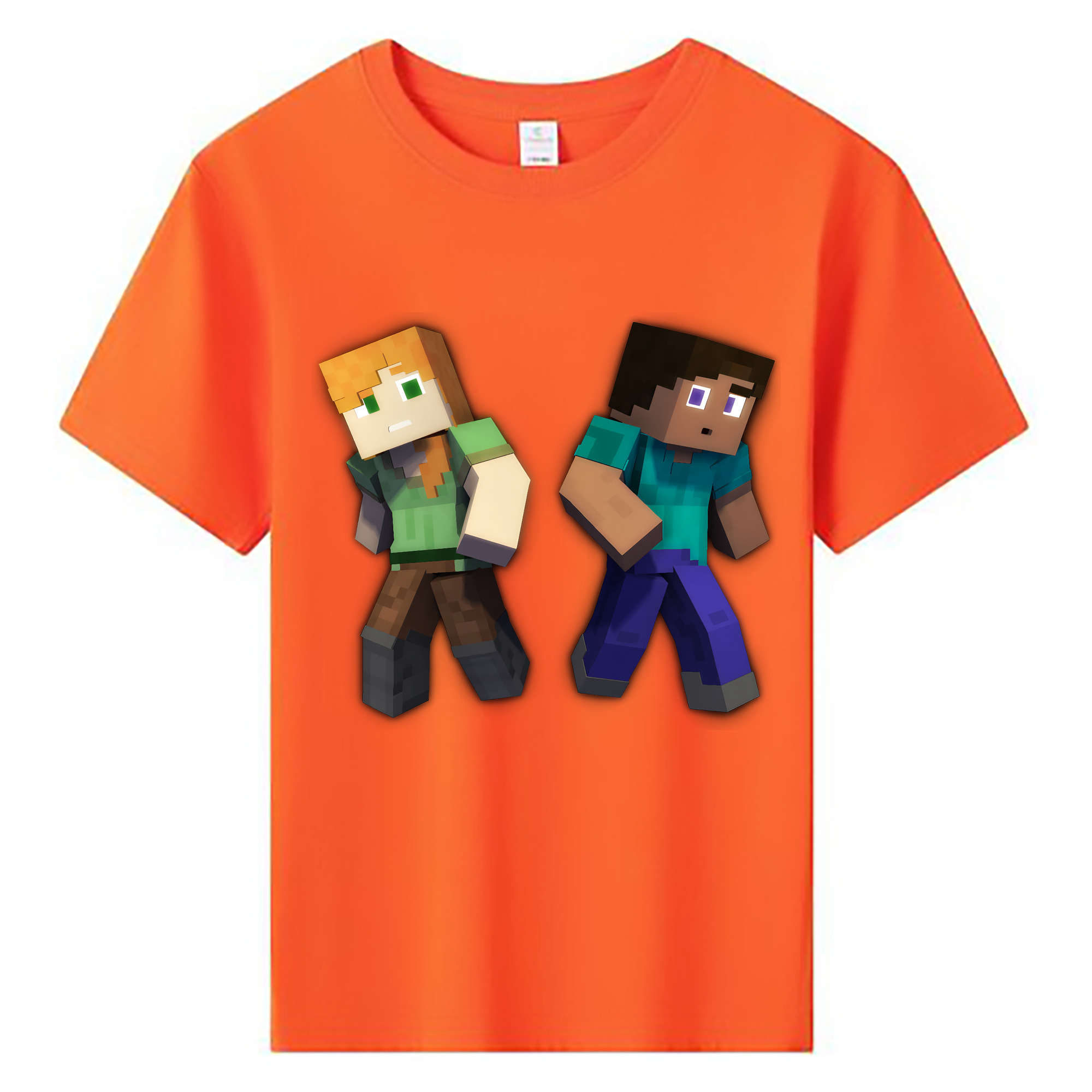 （画像用） マインクラフト ブロックの世界 Minecraft MC Block world 綿100％キッズTシャツ（フロントプリント）