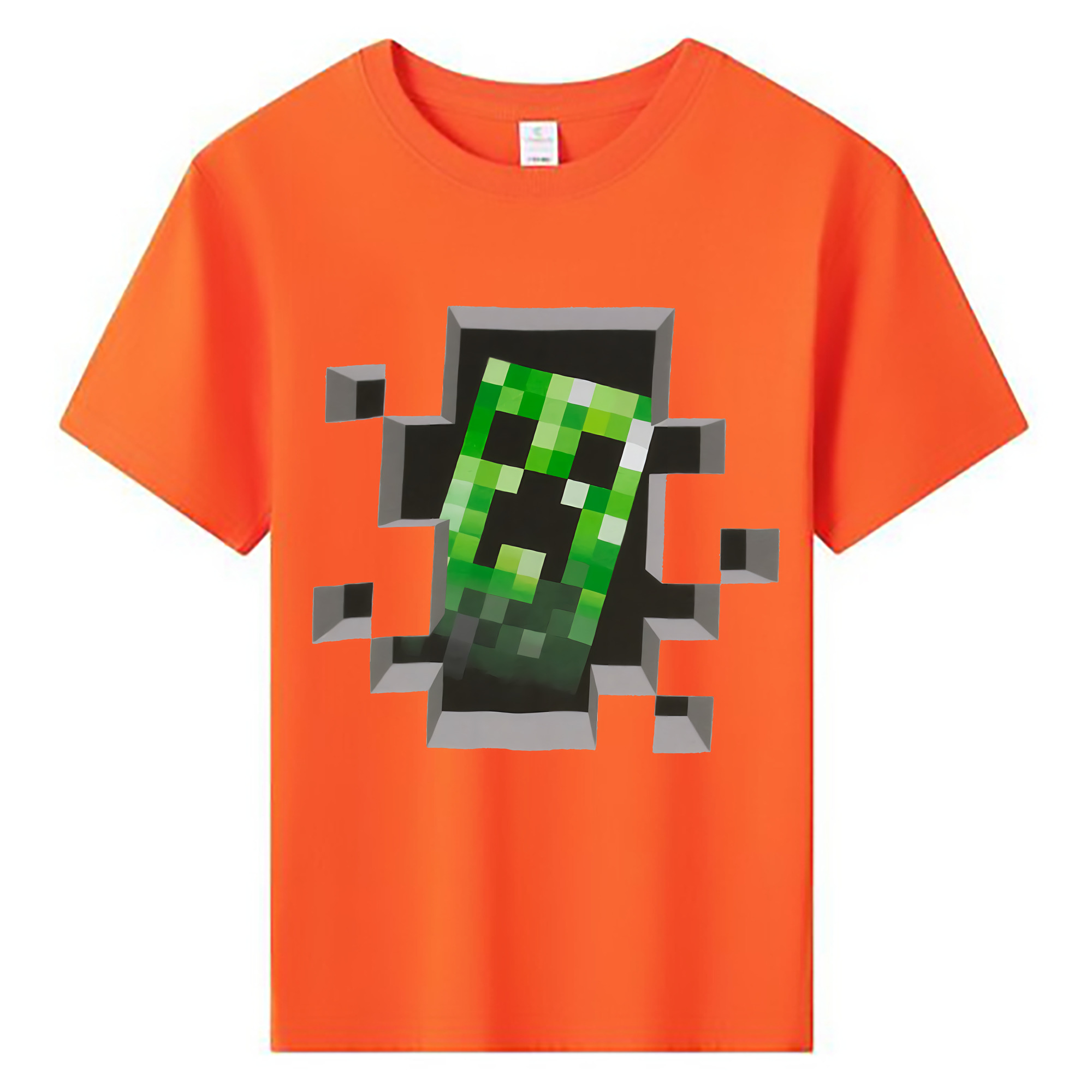 （画像用） マインクラフト ブロックの世界 Minecraft MC Block world 綿100％キッズTシャツ（フロントプリント）