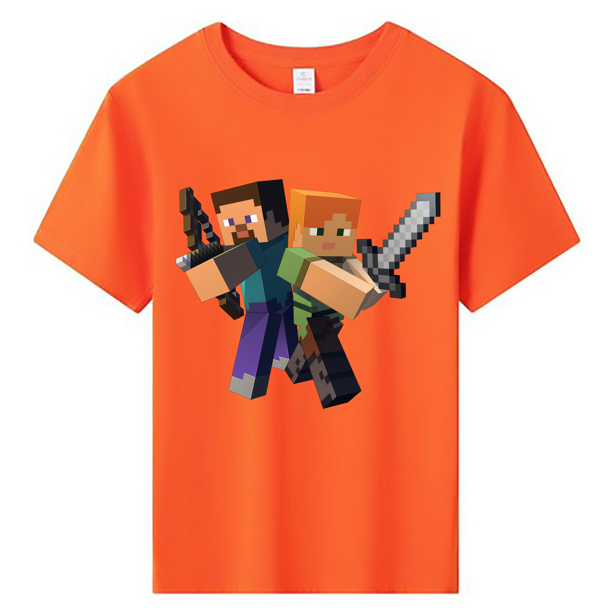 （画像用） マインクラフト ブロックの世界 Minecraft MC Block world 綿100％キッズTシャツ（フロントプリント）