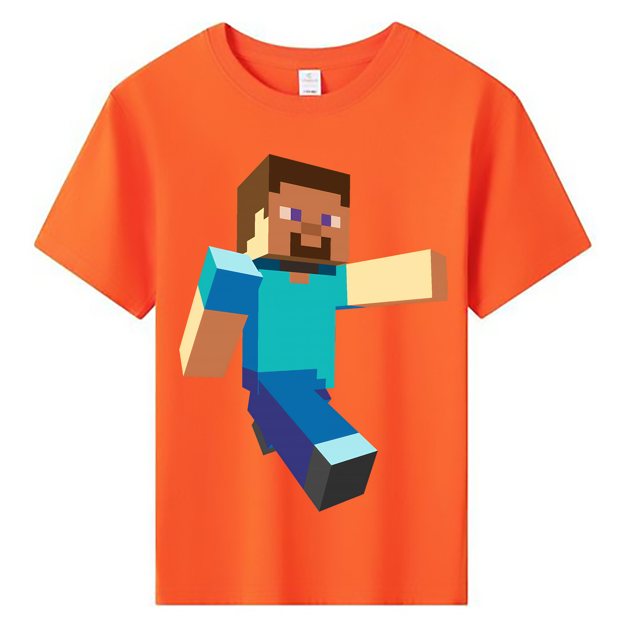 （画像用） マインクラフト ブロックの世界 Minecraft MC Block world 綿100％キッズTシャツ（フロントプリント）