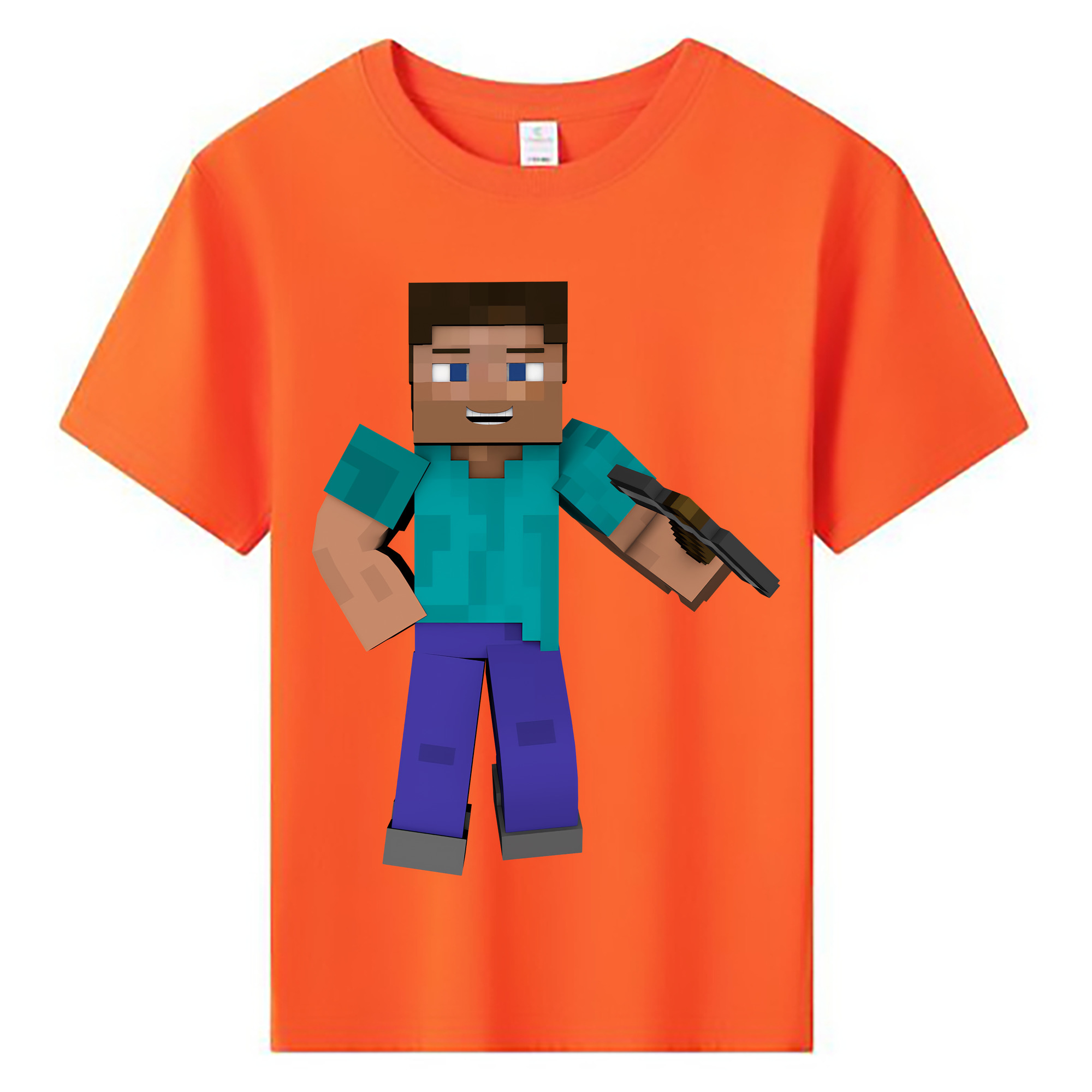 （画像用） マインクラフト ブロックの世界 Minecraft MC Block world 綿100％キッズTシャツ（フロントプリント）