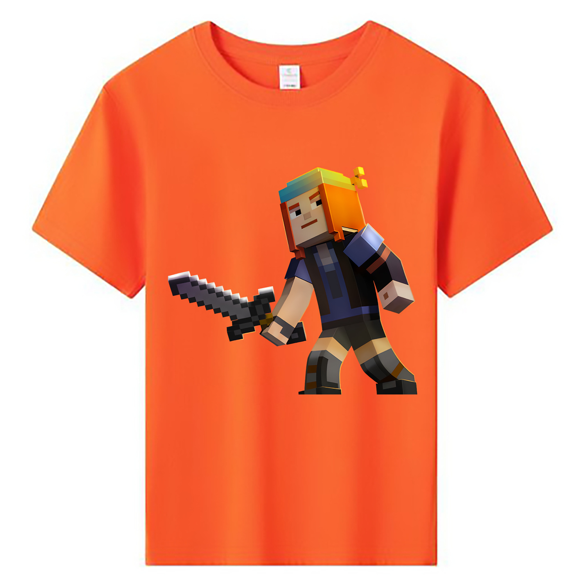 （画像用） マインクラフト ブロックの世界 Minecraft MC Block world 綿100％キッズTシャツ（フロントプリント）