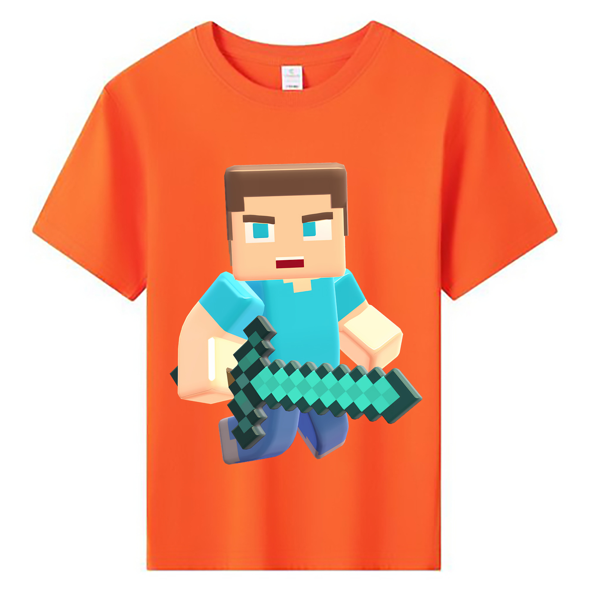 （画像用） マインクラフト ブロックの世界 Minecraft MC Block world 綿100％キッズTシャツ（フロントプリント）