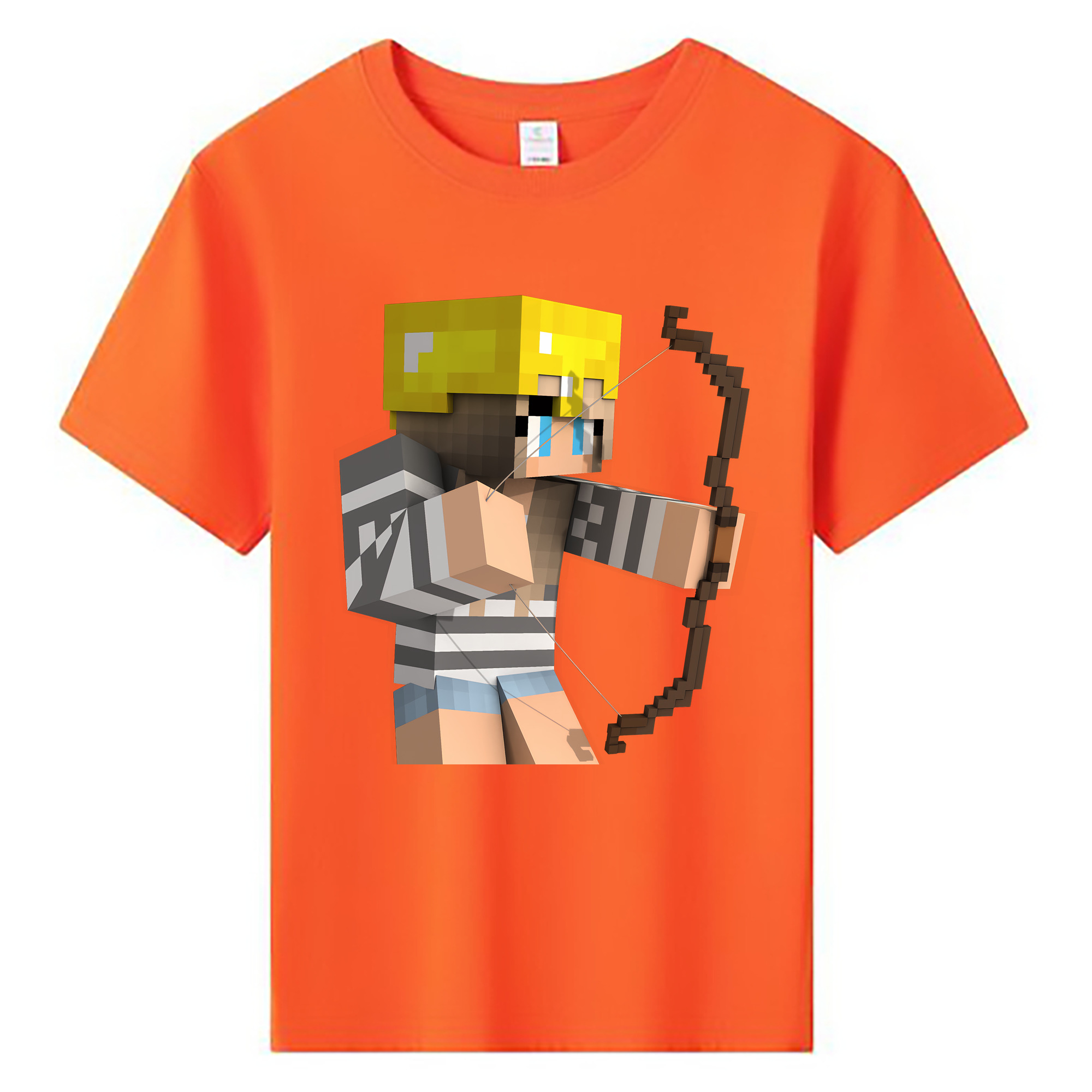 （画像用） マインクラフト ブロックの世界 Minecraft MC Block world 綿100％キッズTシャツ（フロントプリント）
